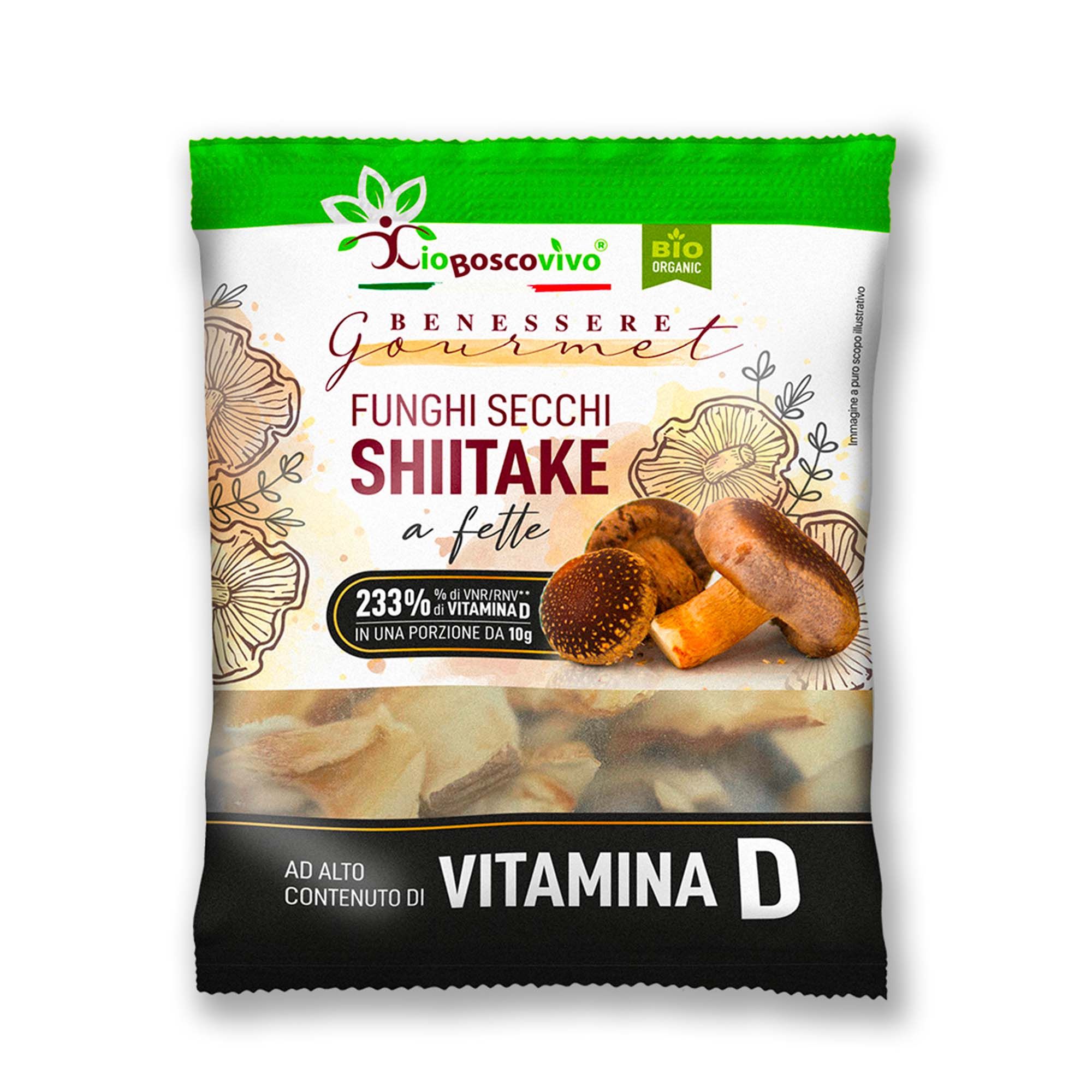IoBoscoVivo Bio-Shiitake-Pilze, getrocknet und in Scheiben 20 g