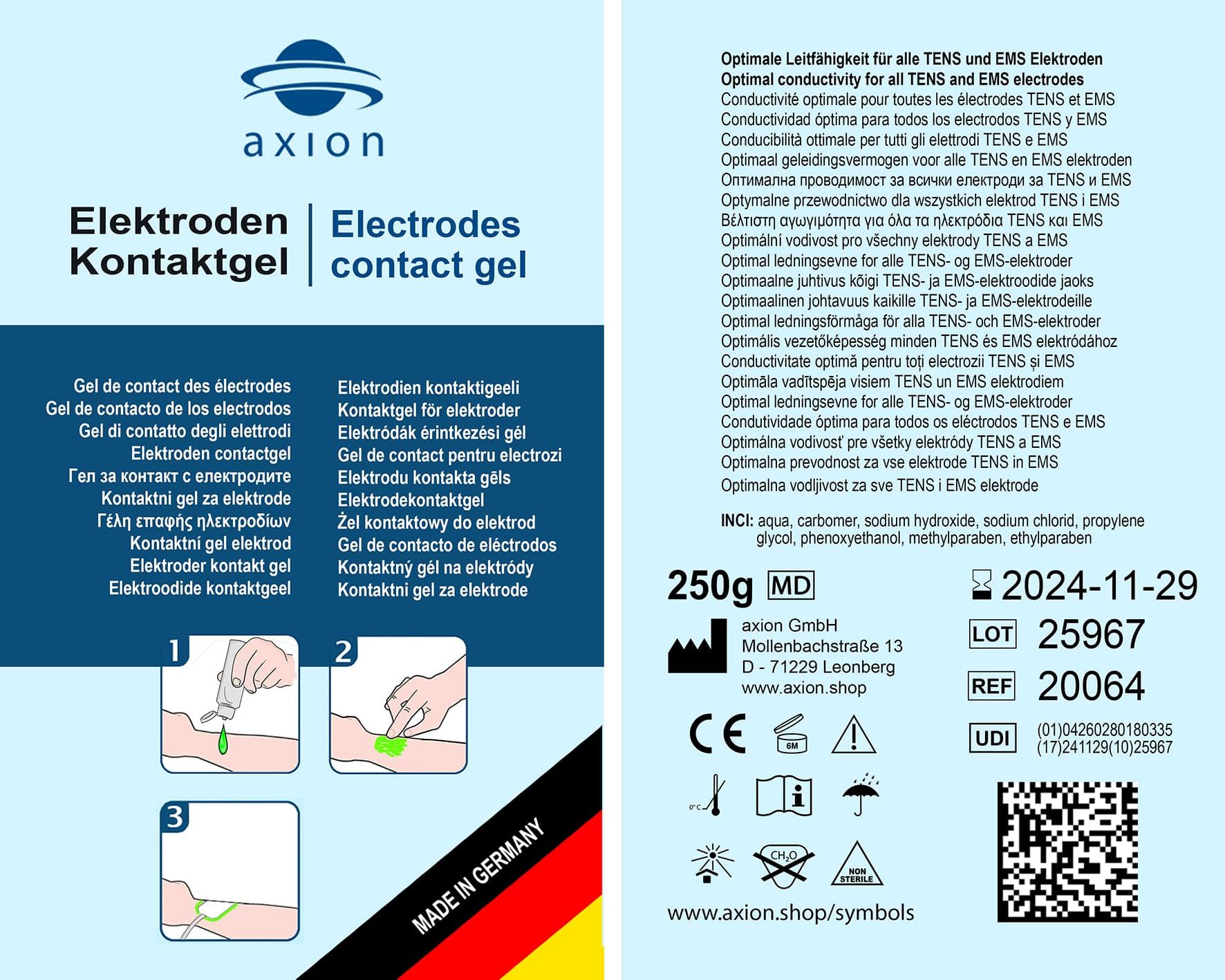 axion® Kontaktgel für Ekg, EEG und Tens EMS Elektroden 250 g Gel