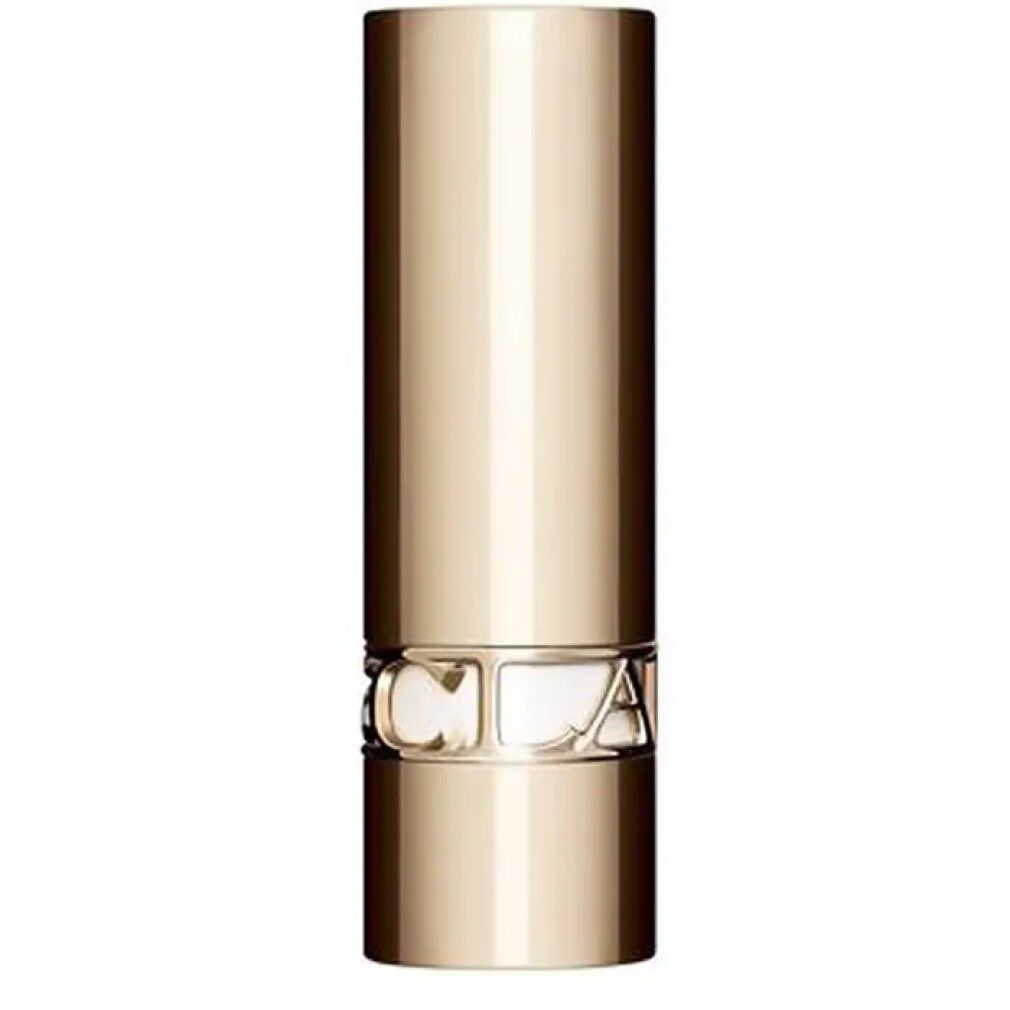 Goldfarbener Lippenstift in zylindrischer Hülse. Der Markenname Clarins ist auf dem unteren Teil des Gehäuses sichtbar.