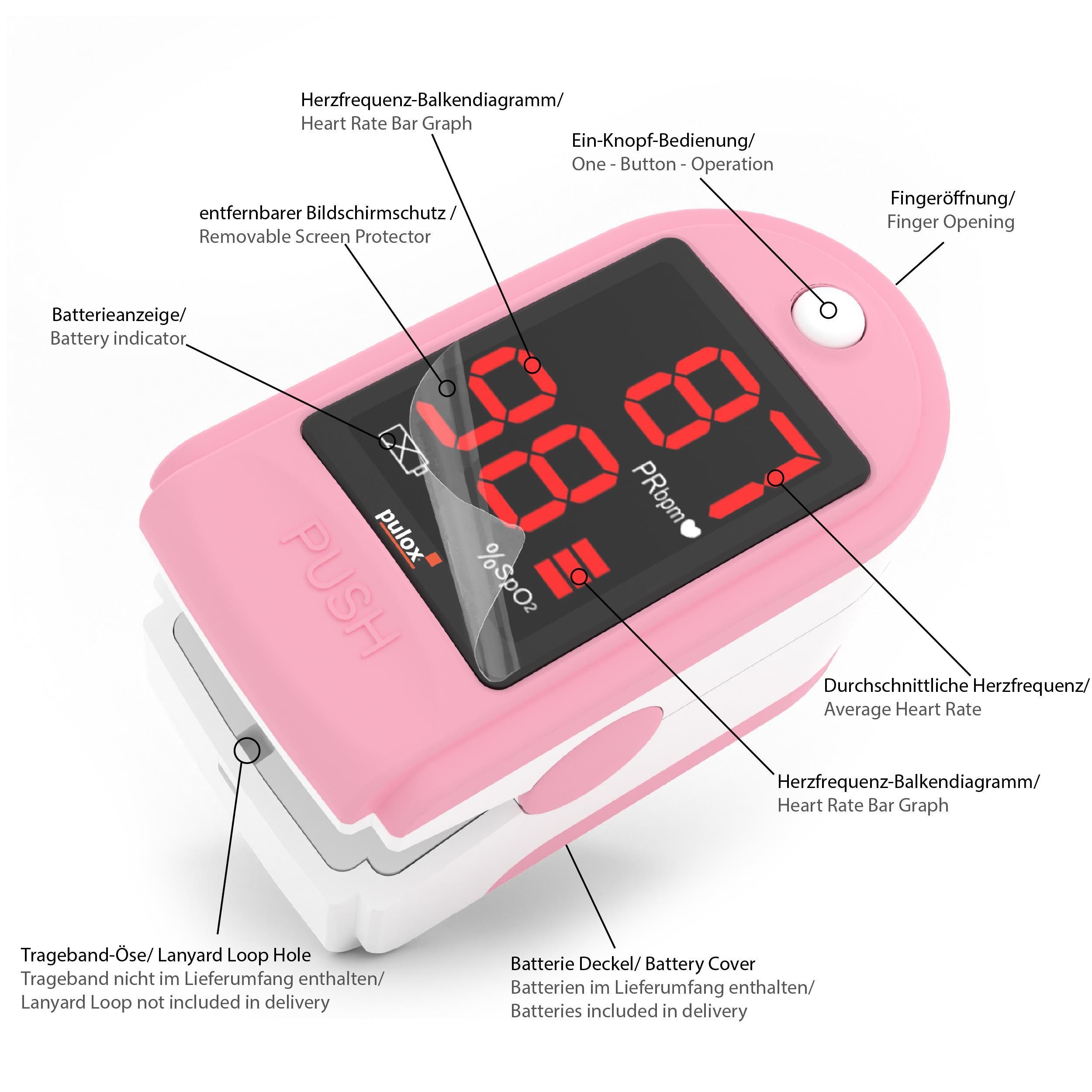 Pulox PO-100 Solo - Finger-Pulsoximeter - Pink