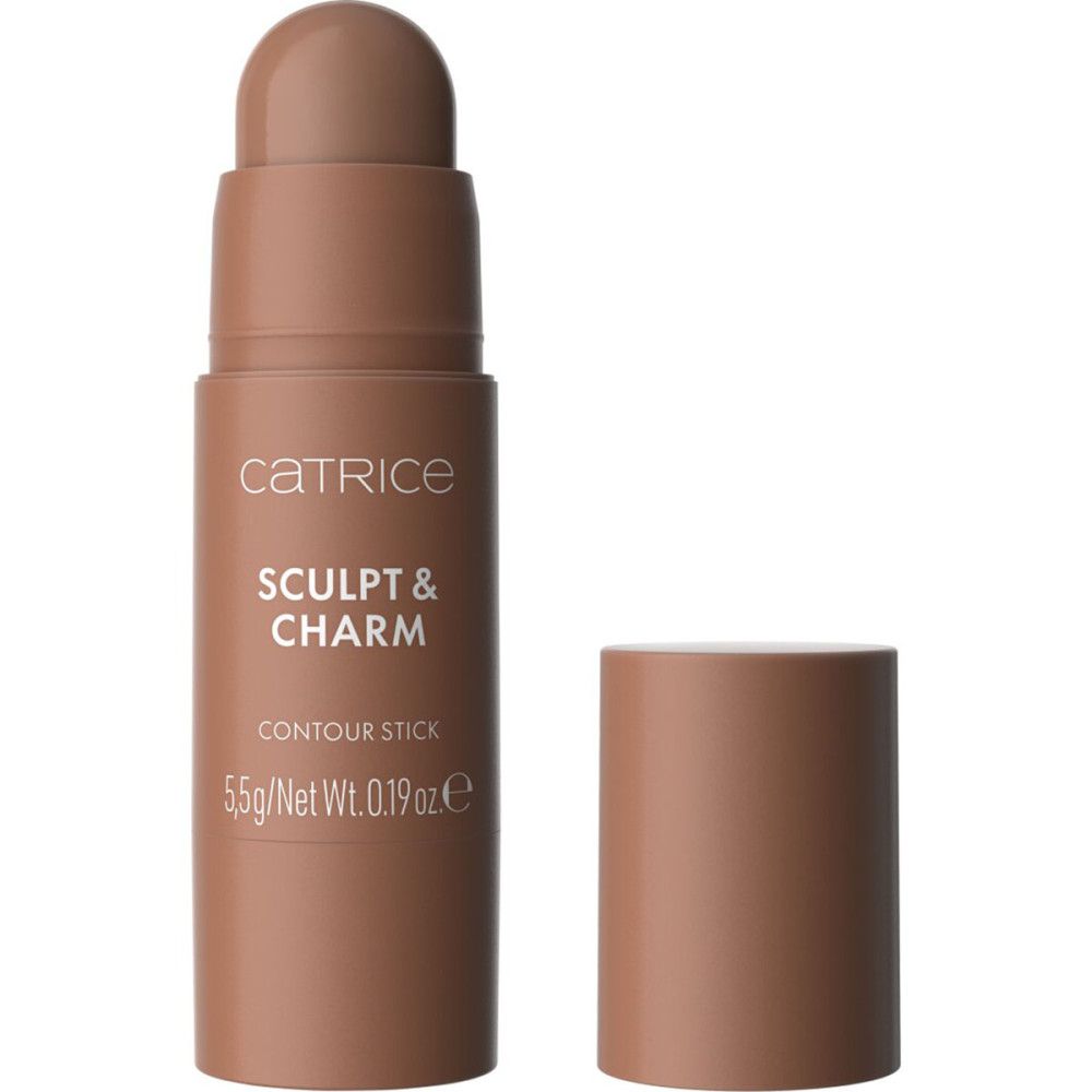 Catrice Konturierstift Sculpt & Charm Contour, geöffnet, mit sichtbarem Applikator und separatem Deckel.