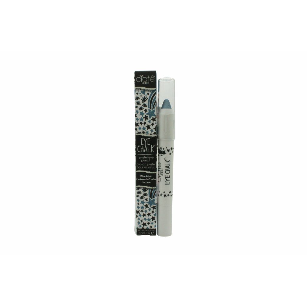 Augen-Chalk-Stift mit Verpackung. Weißer Stift mit blauem Stift. Verpackung mit Sternenmuster und Schriftzug "Eye Chalk".