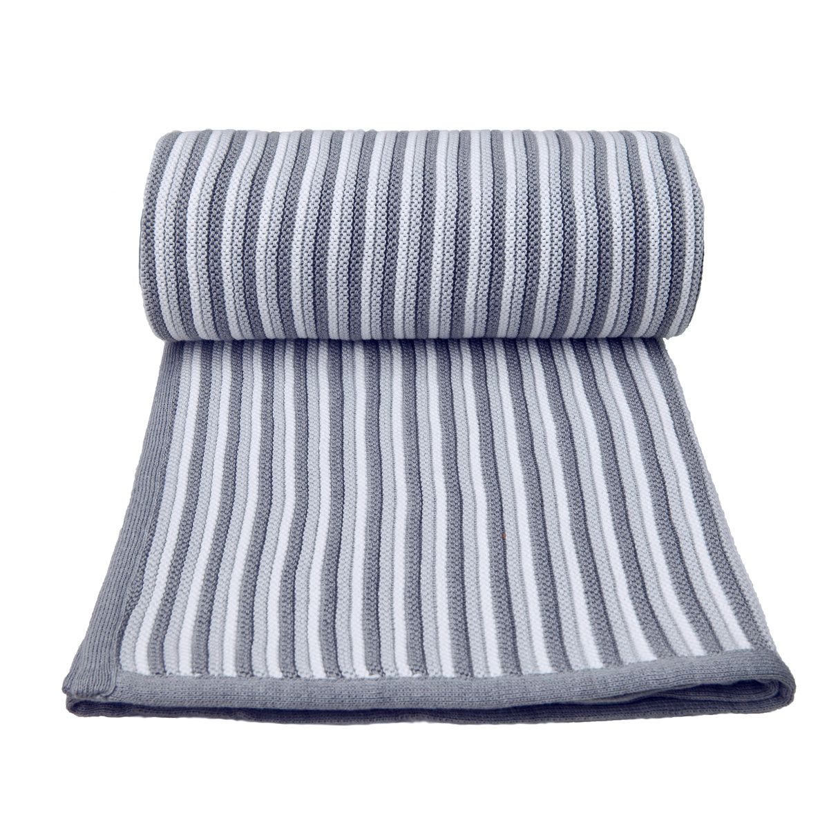 T-Tomi Gestrickte Decke White + Grey 1 St