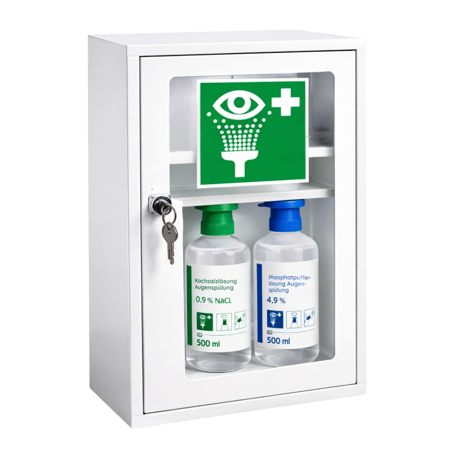 FAP First Aid Products Augenspülschrank + 2 x Augendusche je 500 ml - NaCl & Phosphat 1 St