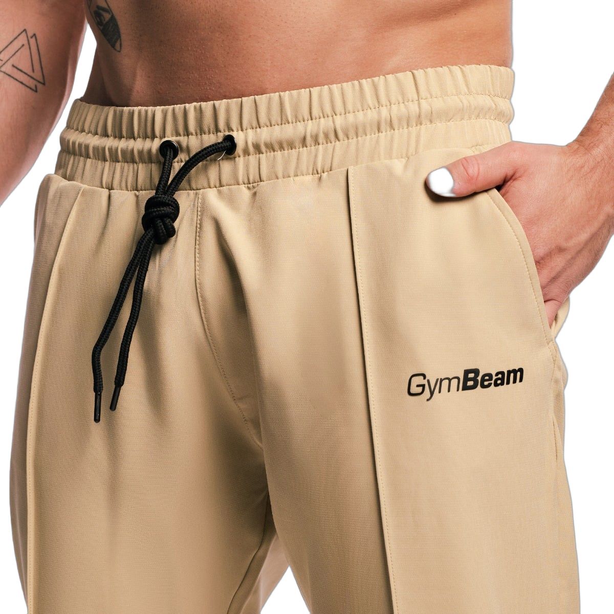 GymBeam Hose Herren regular Jogger mit Kordelzug Beige ARC