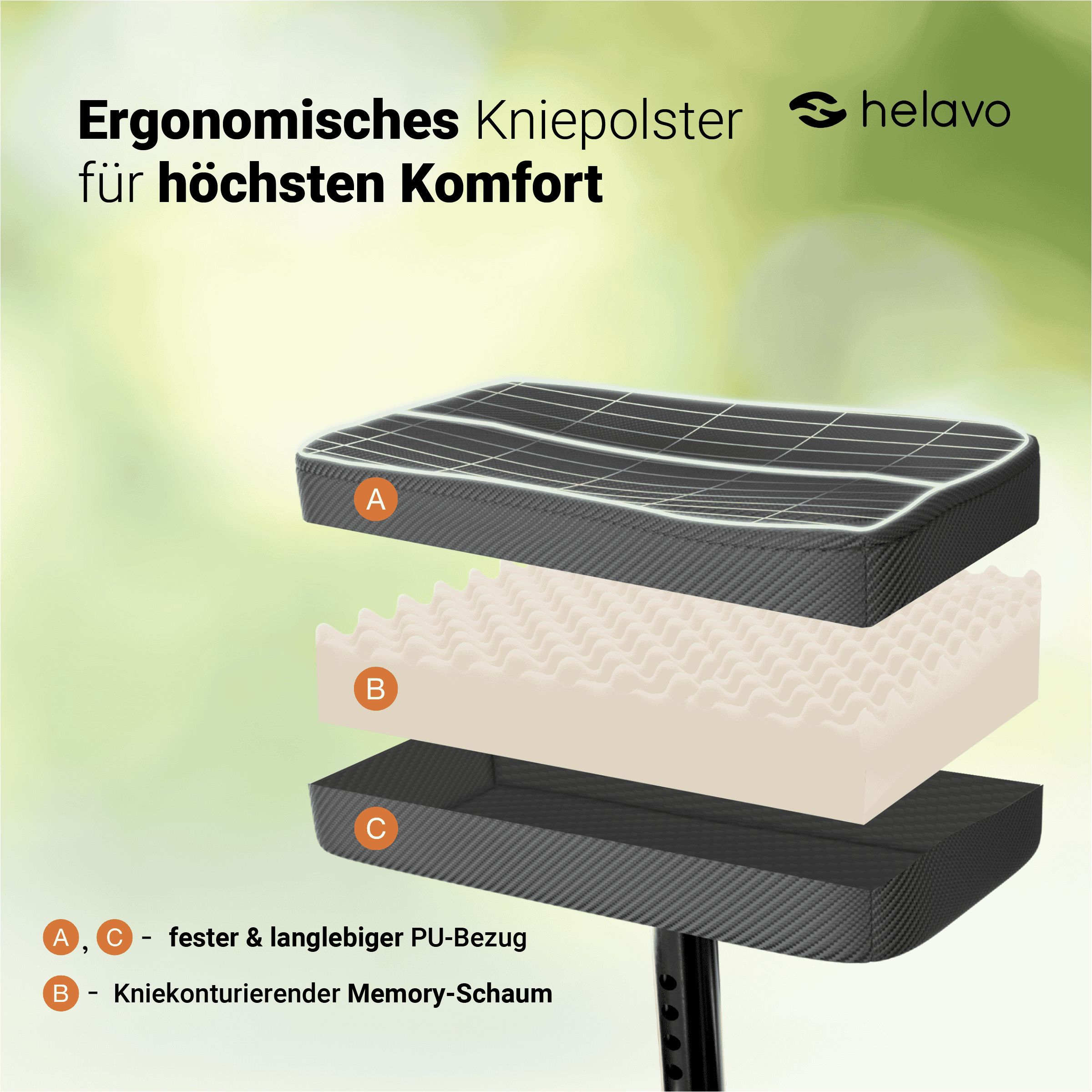 Helavo Knierollator faltbar orthopaedischer Knie Roller Gehhilfe mit Scheibenbremse
