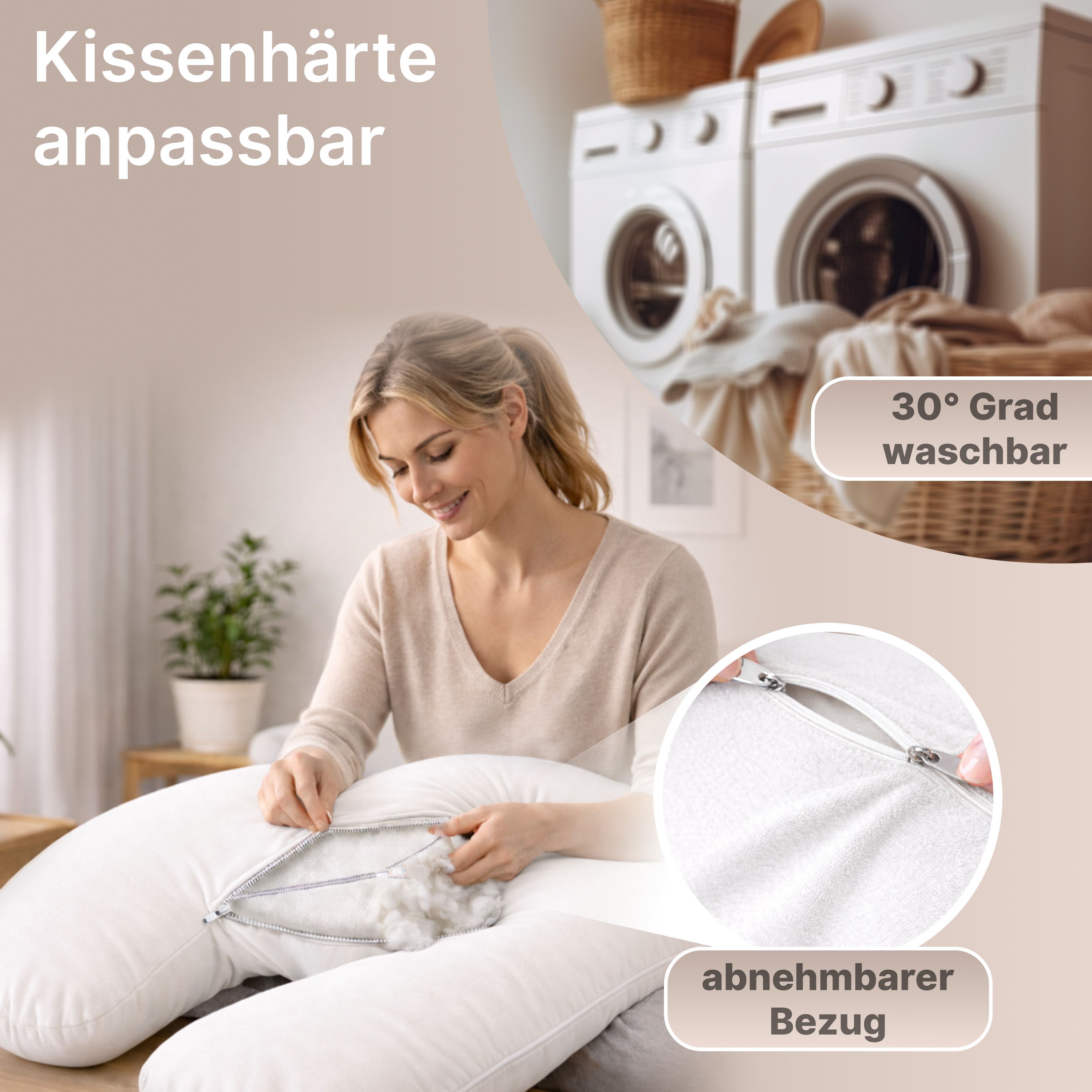 Multifunktions-Körperkissen mit Schlafmaske, Weiß