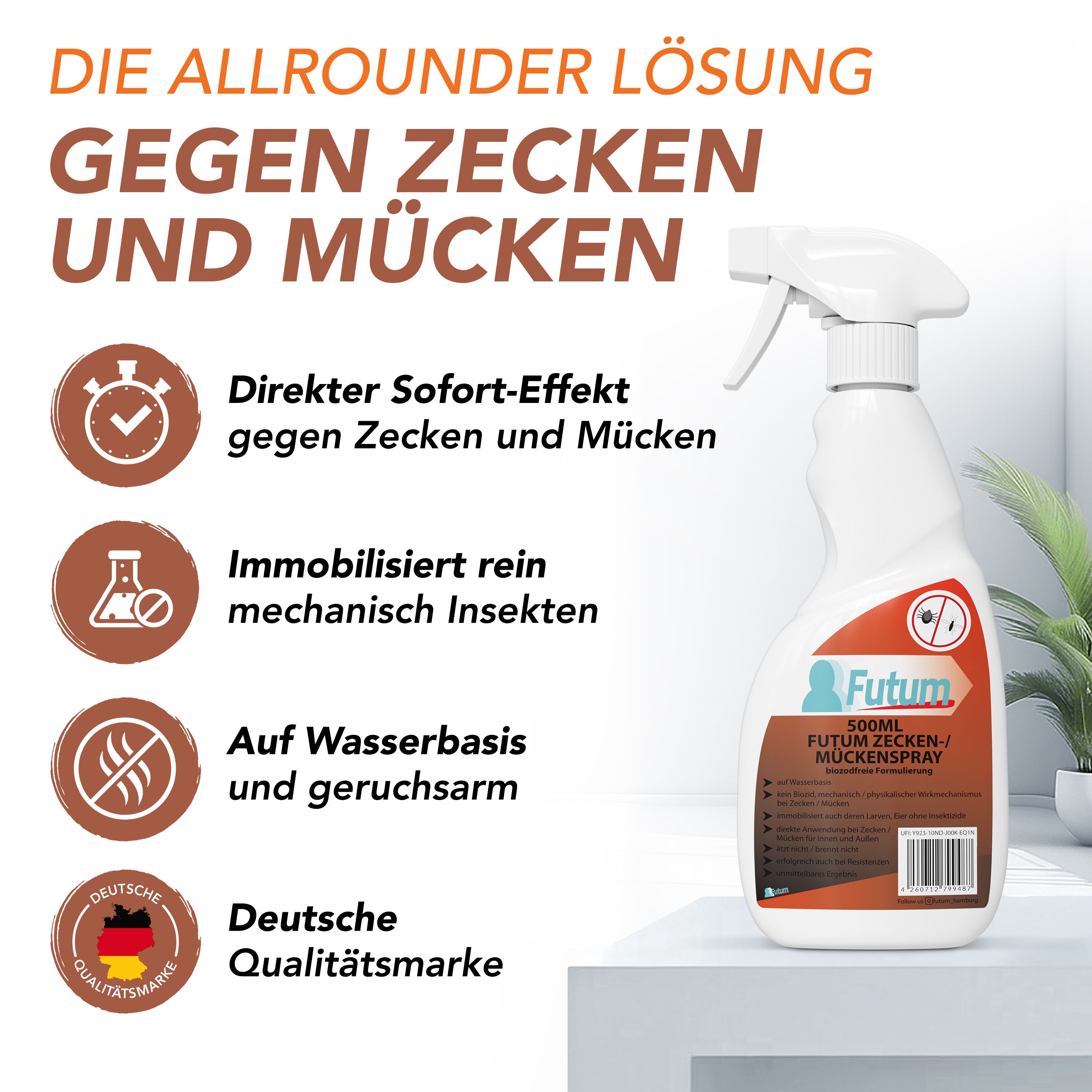 Futum Zeckenspray 3x500 ml Flüssigkeit