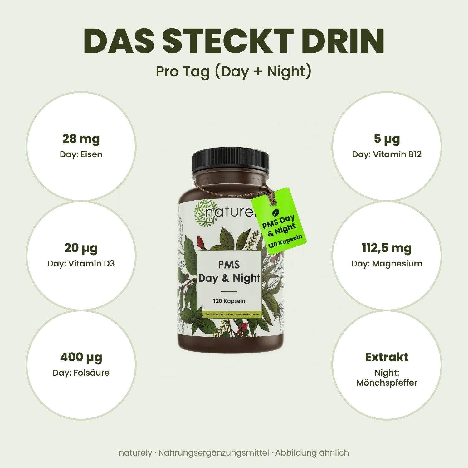 Flasche mit 180 Kapseln 'Sun Vitamins D3 + K2'. Umgeben von Orangen und mit Icons, die Vorteile wie 'Immunsystem' und 'Knochen' auflisten.