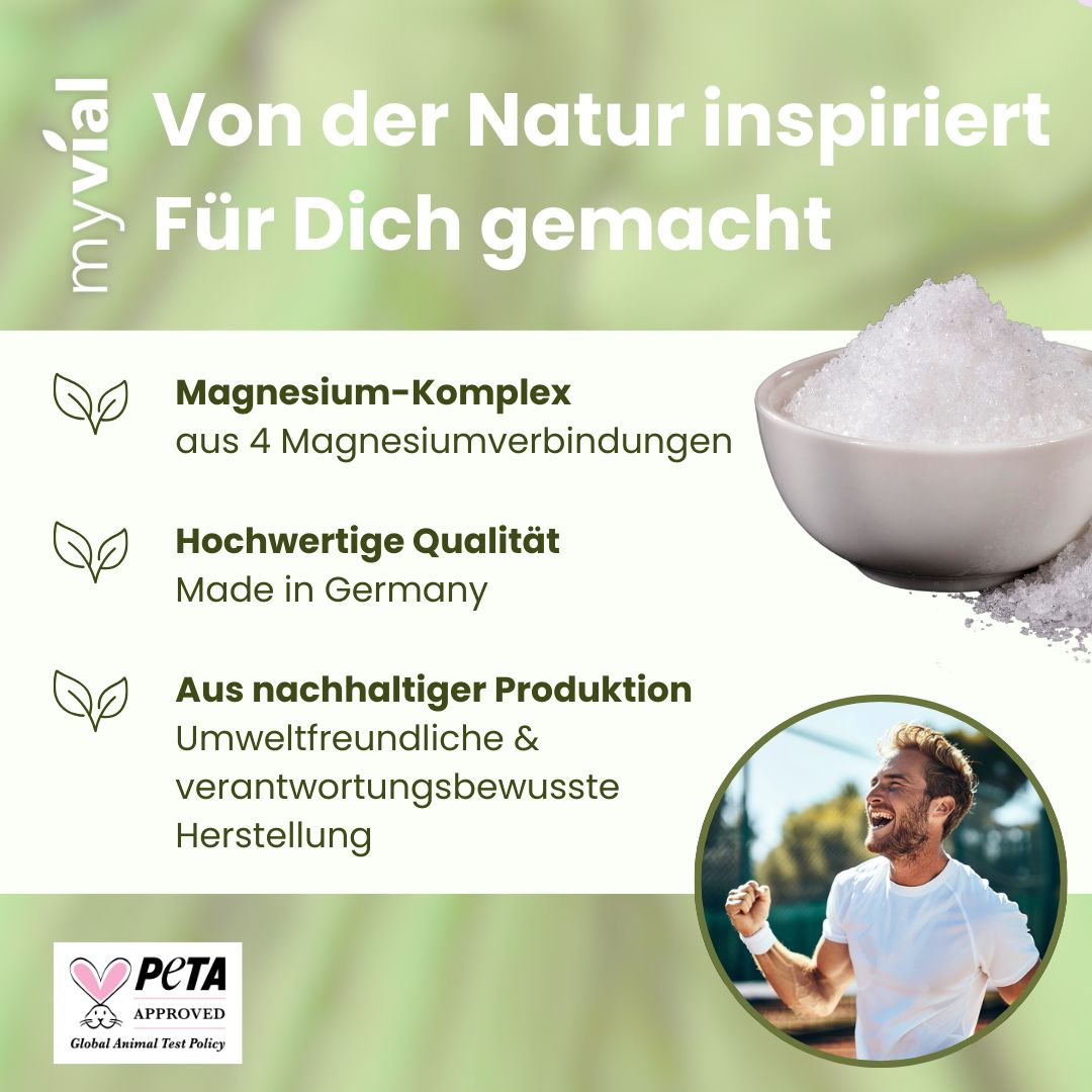 myvial® 5-Fach Magnesium Komplex Kapseln - Dicitrat, Bisglycinat, Malat, Threonat & Taurinat