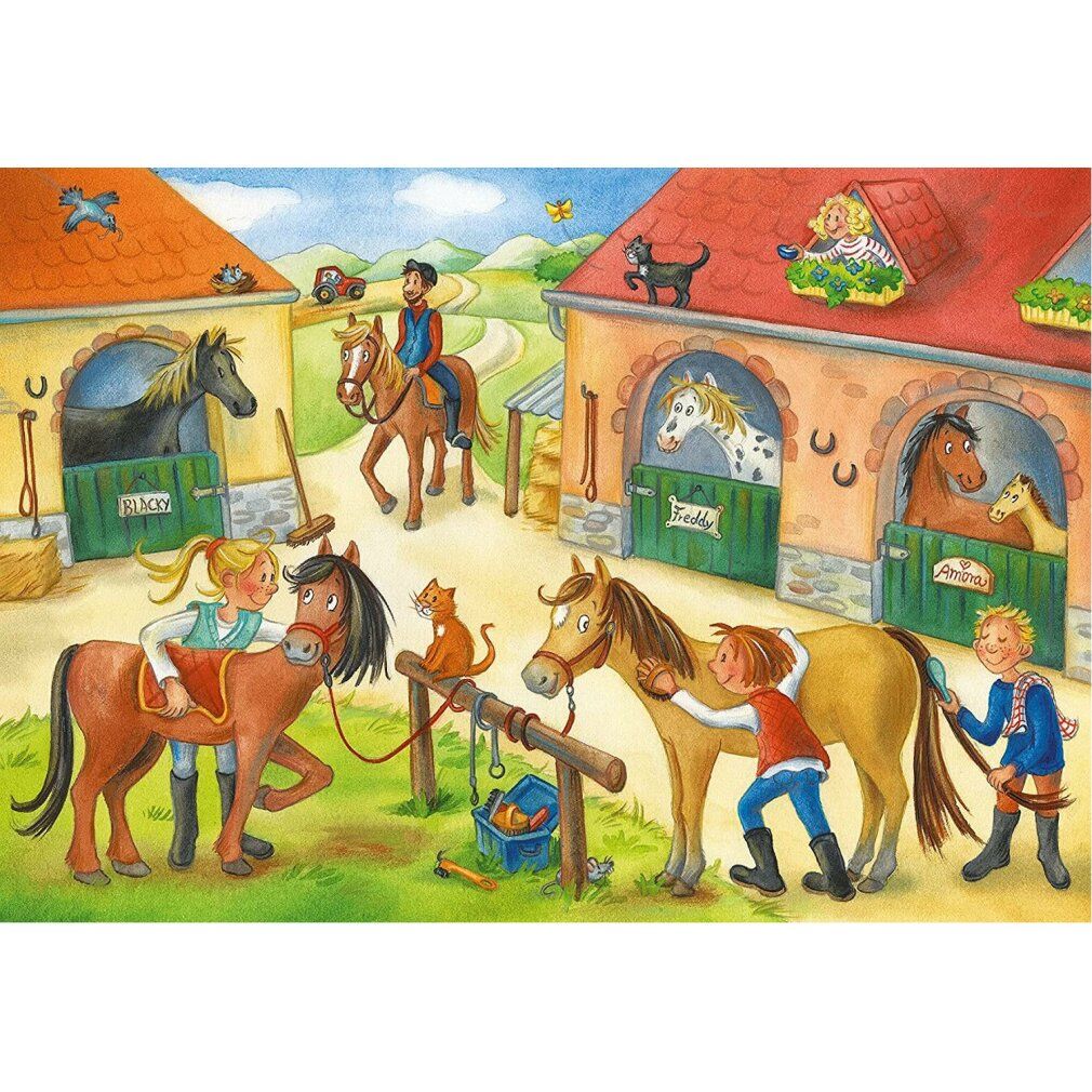 ravensburger Bauernhof Ferienpuzzle mit Pferden 2x12 Teile
