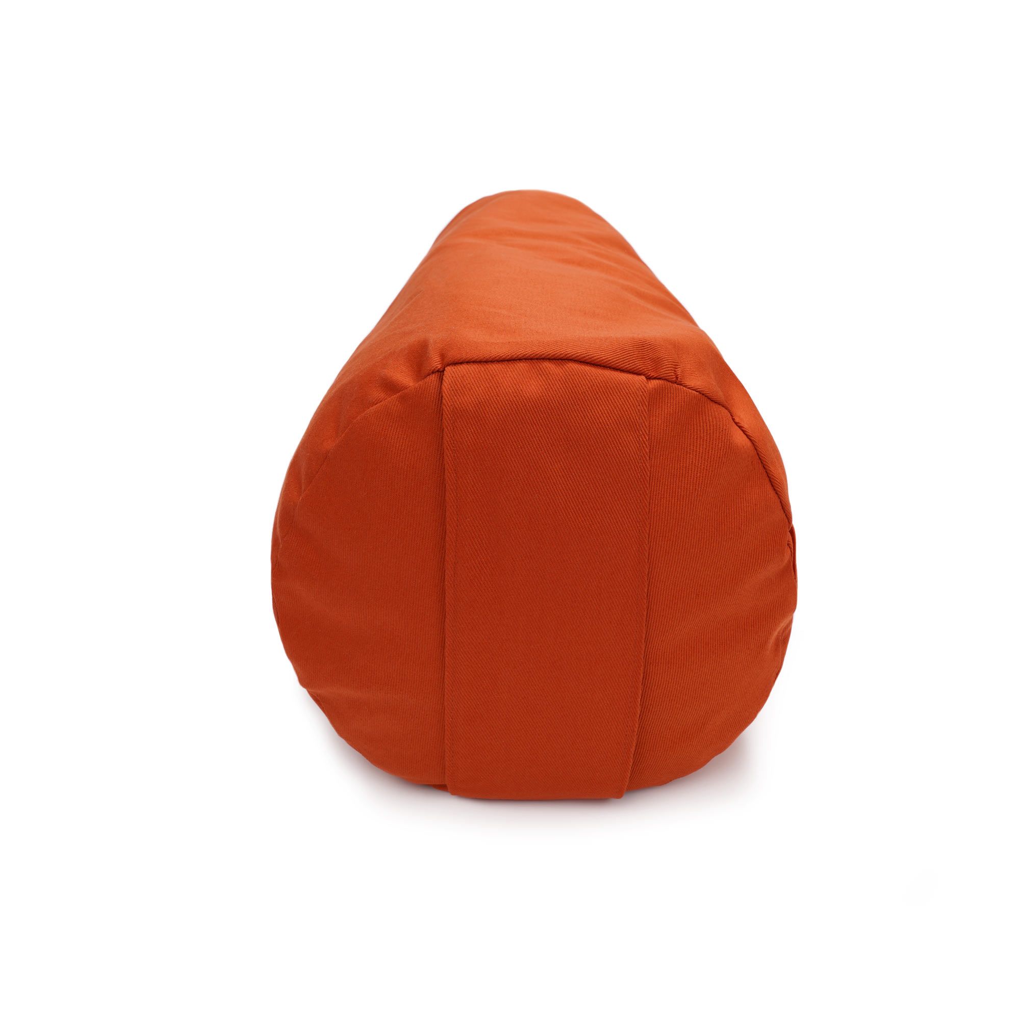 Endansicht einer orangefarbenen Yogarolle.