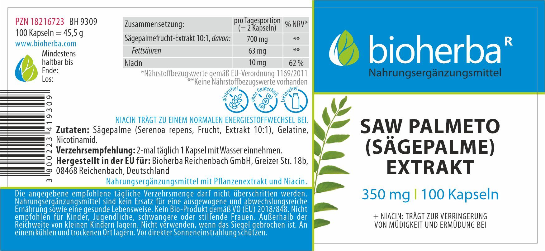 Bioherba Saw Palmeto (Sägepalme) Extrakt Kapseln
