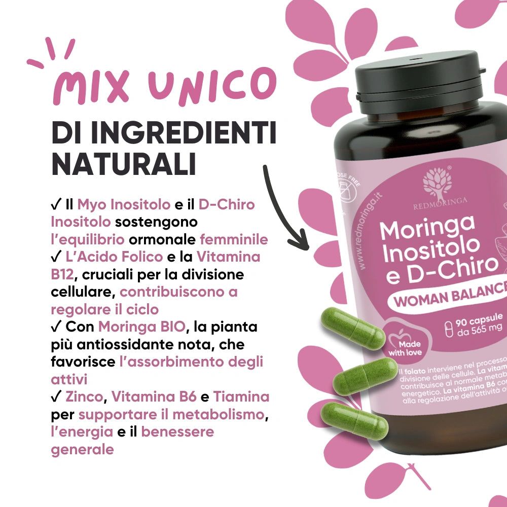 RedMoringa WOMAN BALANCE Myo-Inositol, D-Chiro-Inositol & Bio Moringa 90 Kapseln