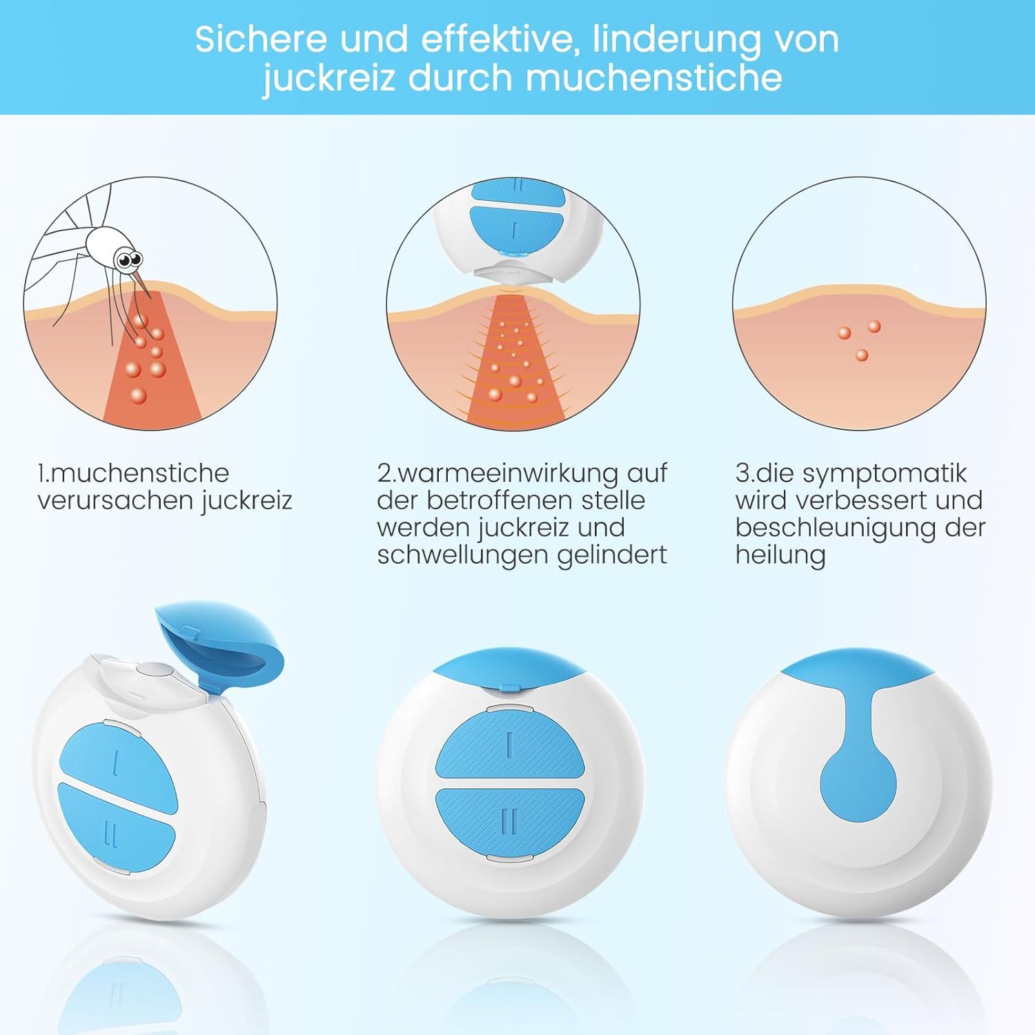 LeaderPro Insektenstichheiler USB Wiederaufladbar, Mückenstich Hitzestift Behandlung