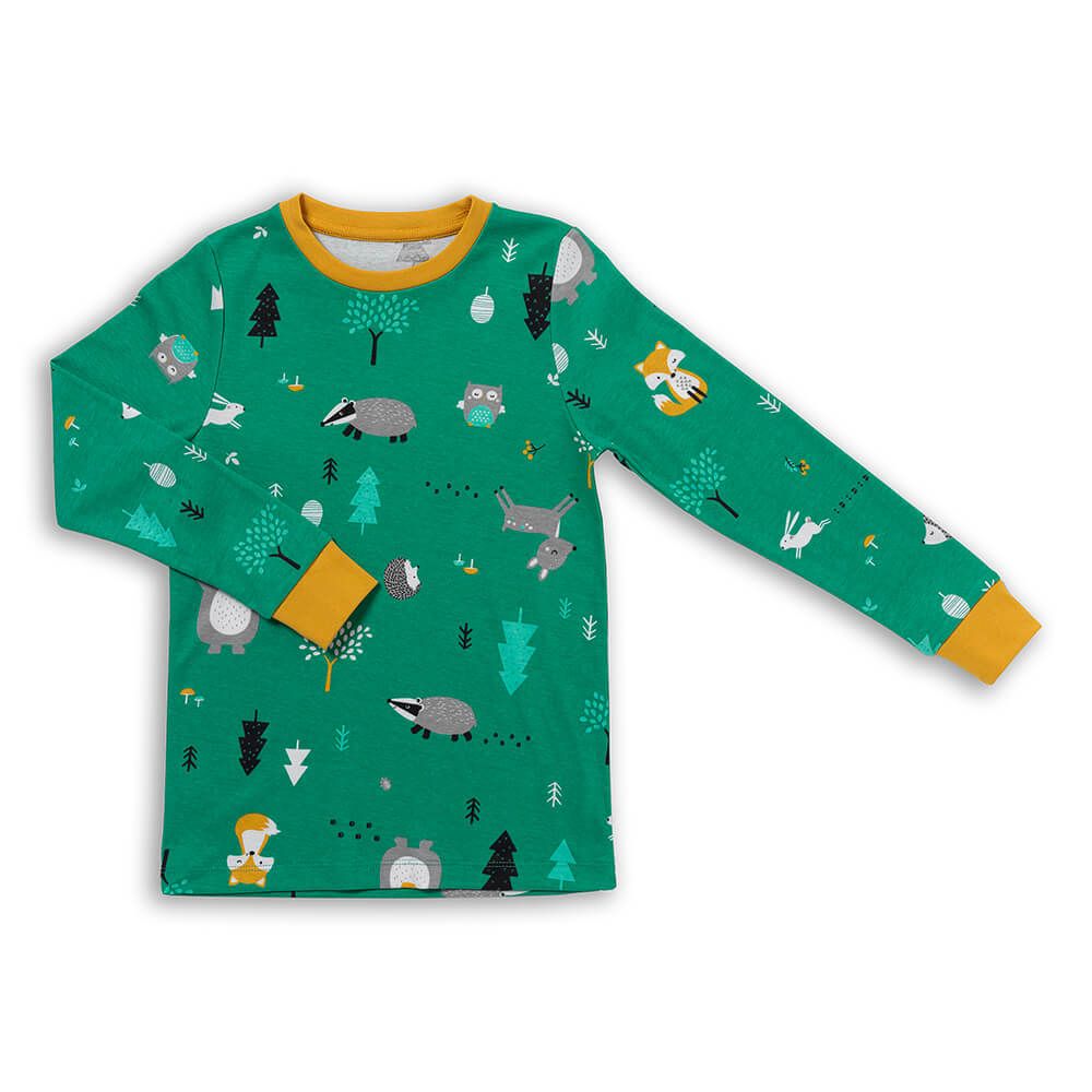 schlummersack Kinder Pyjama 2-teilig aus 100% Bio-Baumwolle Langarm Größe 128 Waldtiere