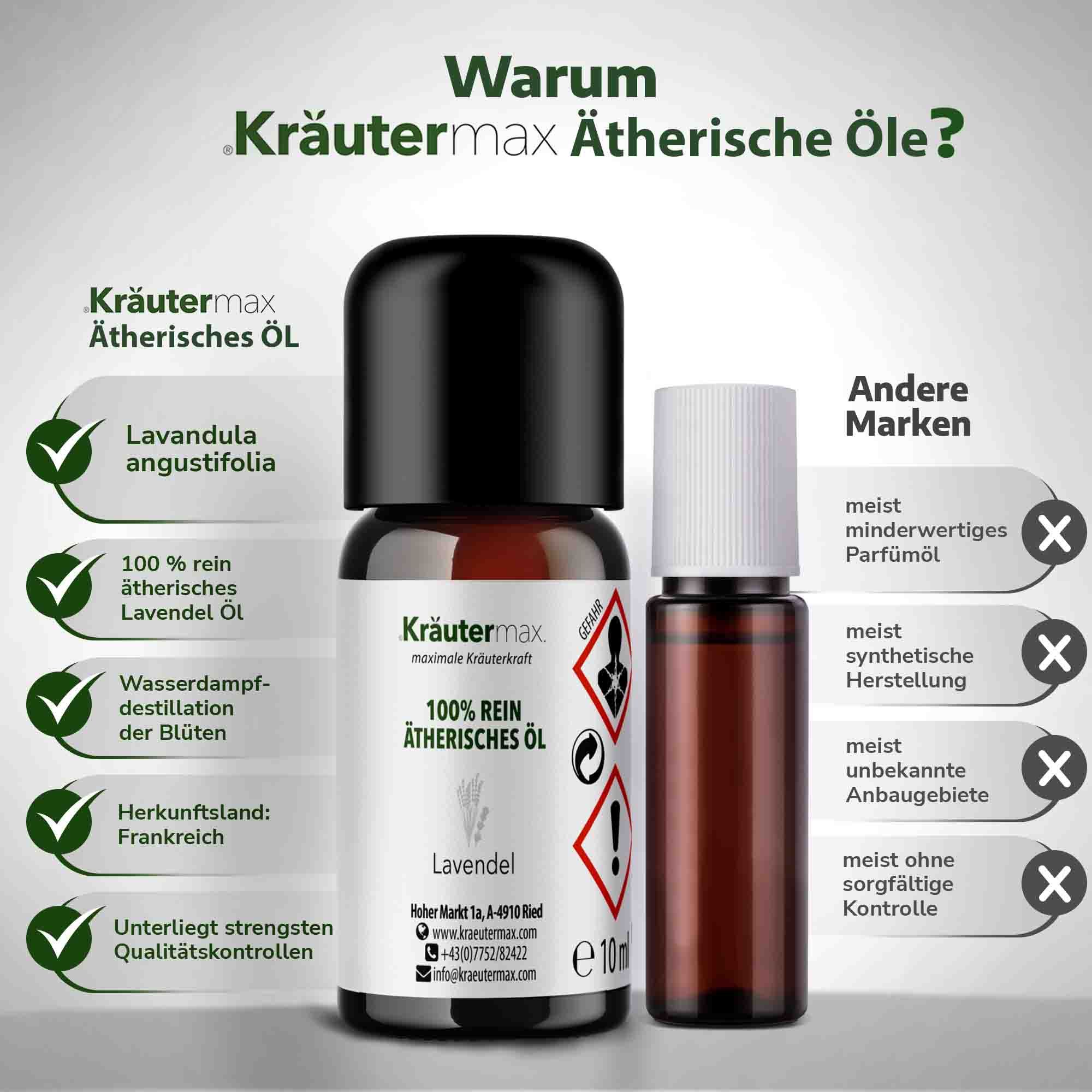 Kräutermax Lavendelöl 100 % rein ätherisches Öl Mailette 10 ml Ätherisches