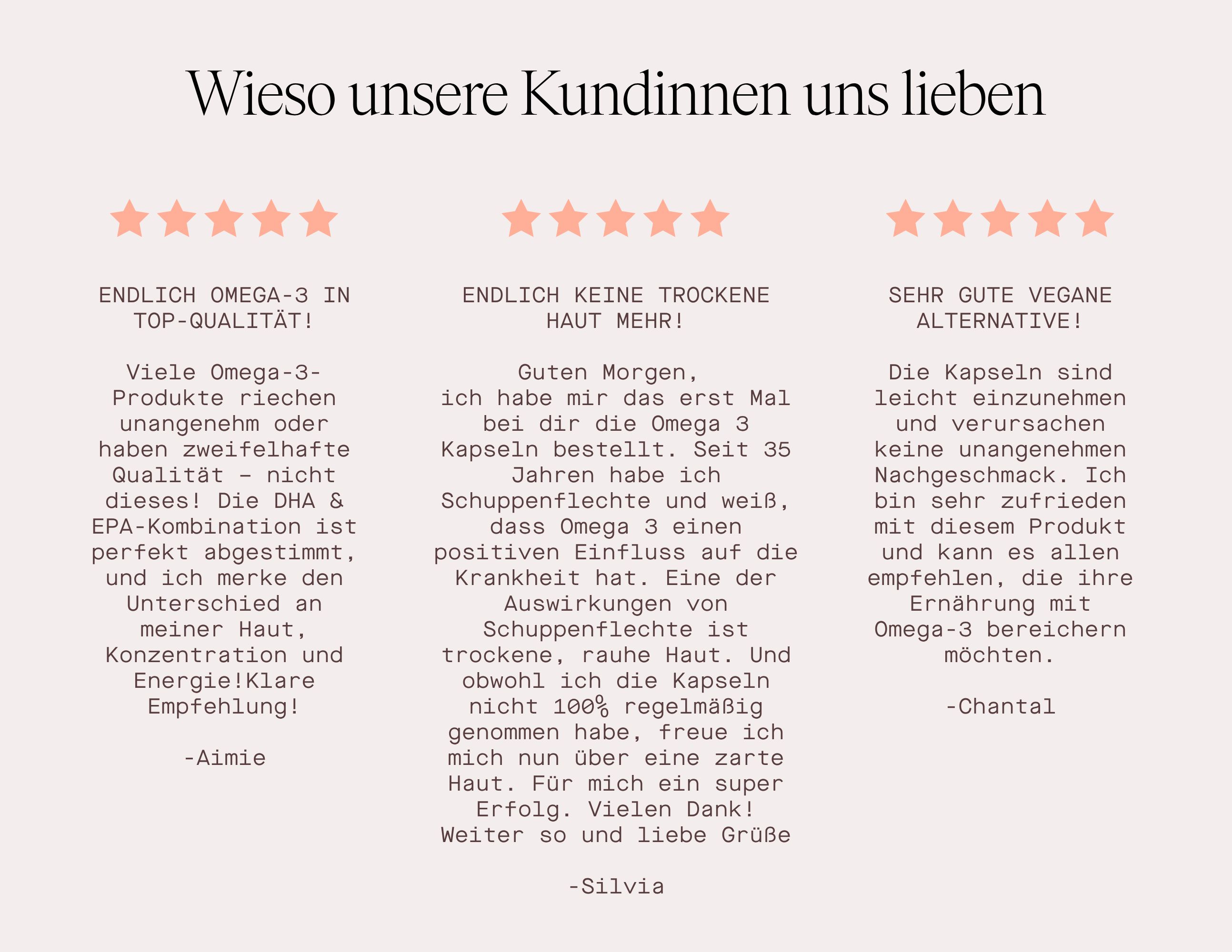Text mit Kundenbewertungen. Enthält Zitate von Kunden.