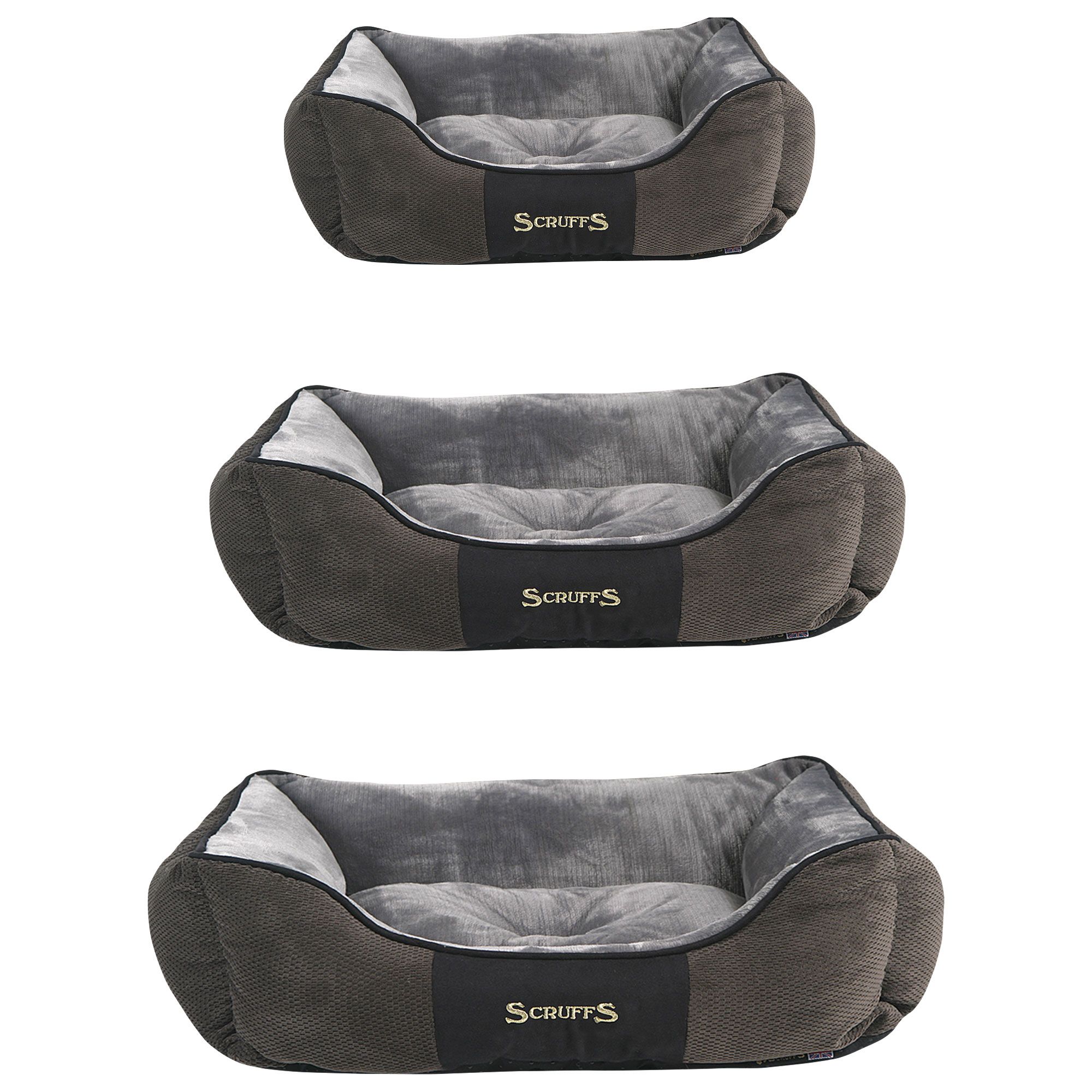 SCRUFFS® Chester Box Bett - Graphit - hochwertig - Anti-Rutsch-Noppen - Plüschstoff