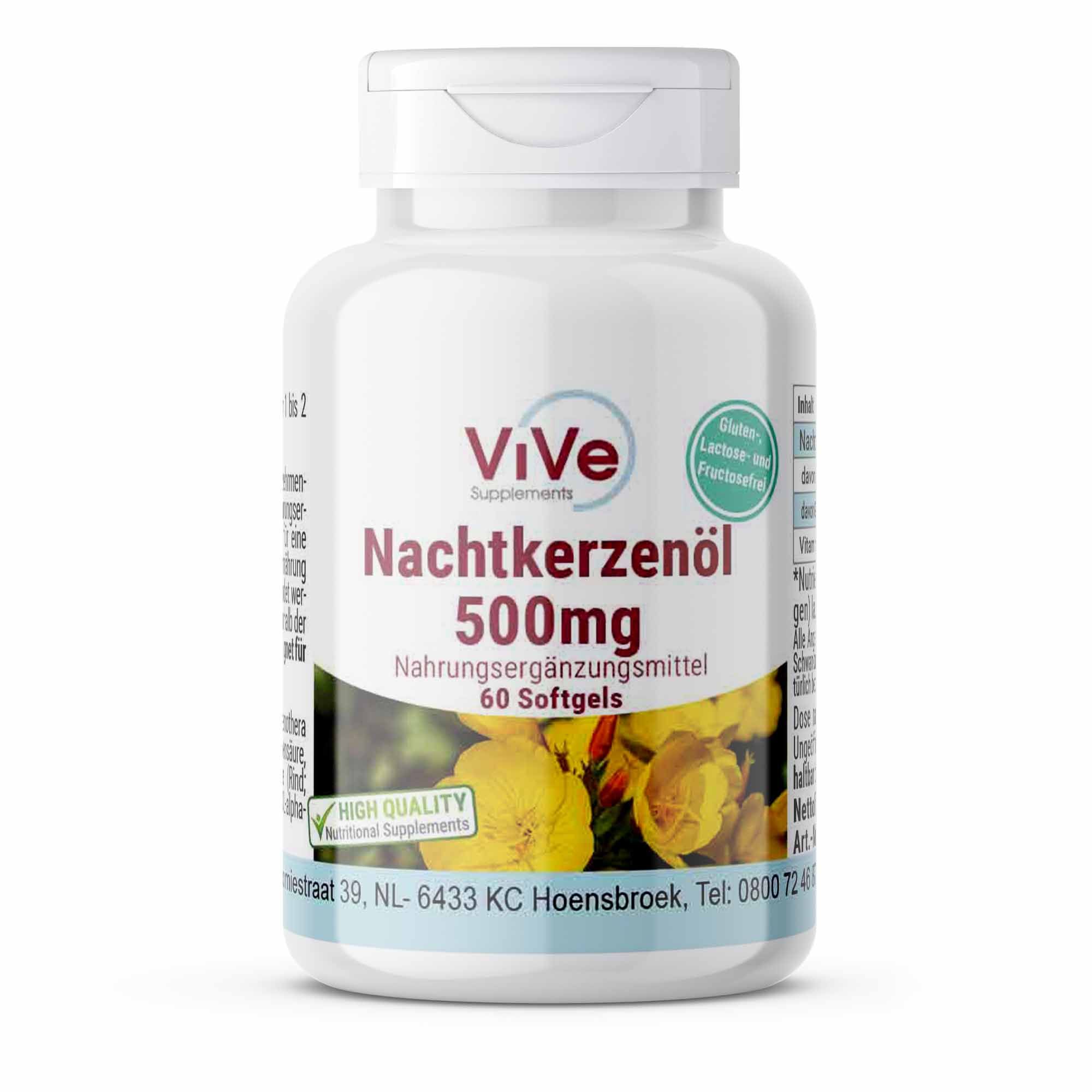 Vive Supplements | Nachtkerzenöl 1000mg - Schluckfreundlich 60 St