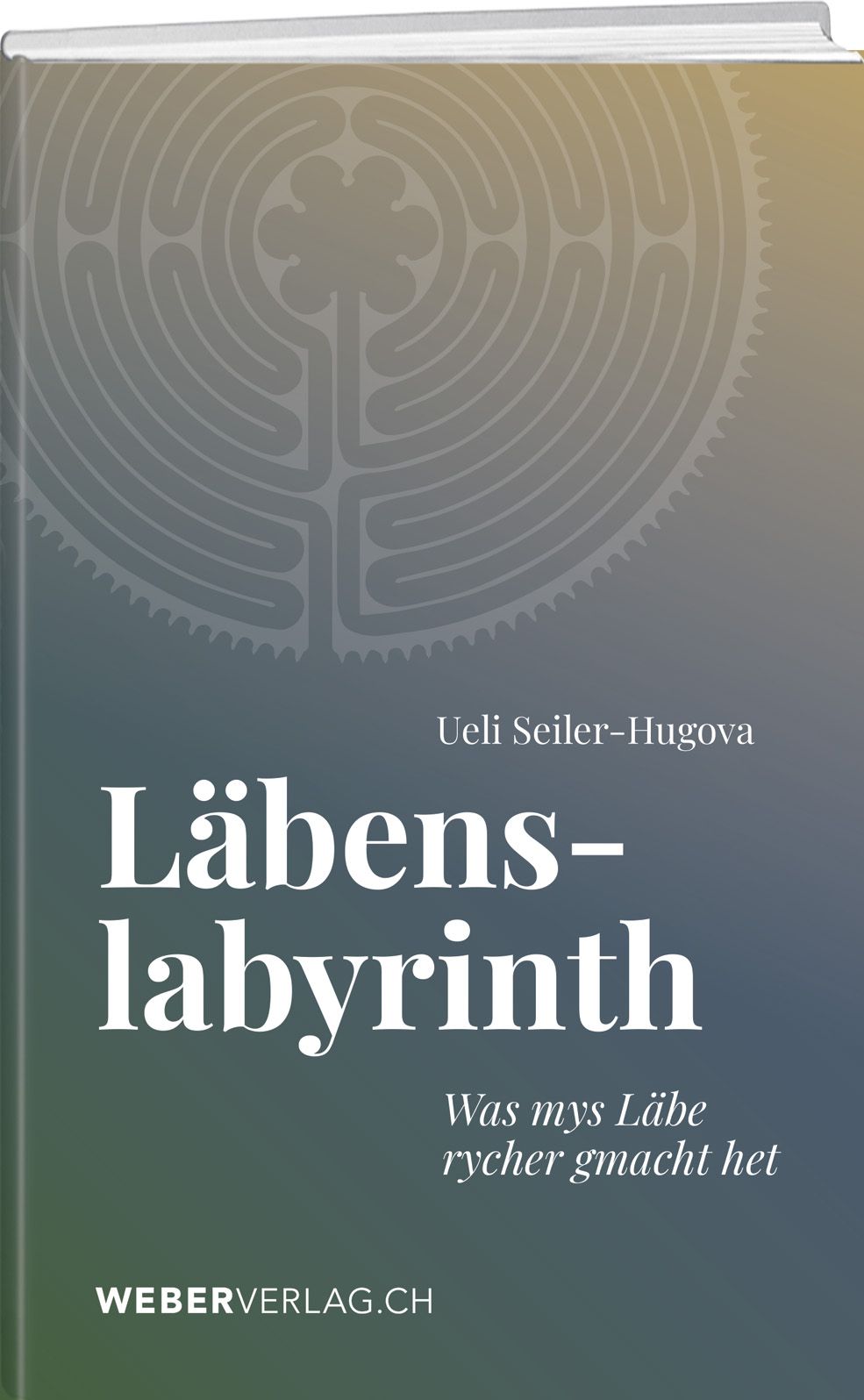 Buch mit dem Titel "Läbenslabyrinth". Auf dem Cover ein Labyrinth-Design. Autor: Ueli Seiler-Hugova. Verlag: Weberverlag.ch.