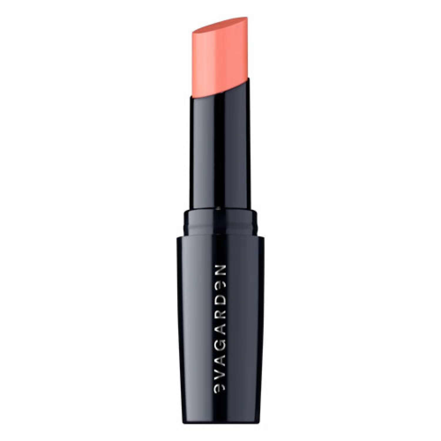 Lippenstift, rosa Farbe, schwarze Hülse, Schriftzug. Schräg geschnittene Spitze.