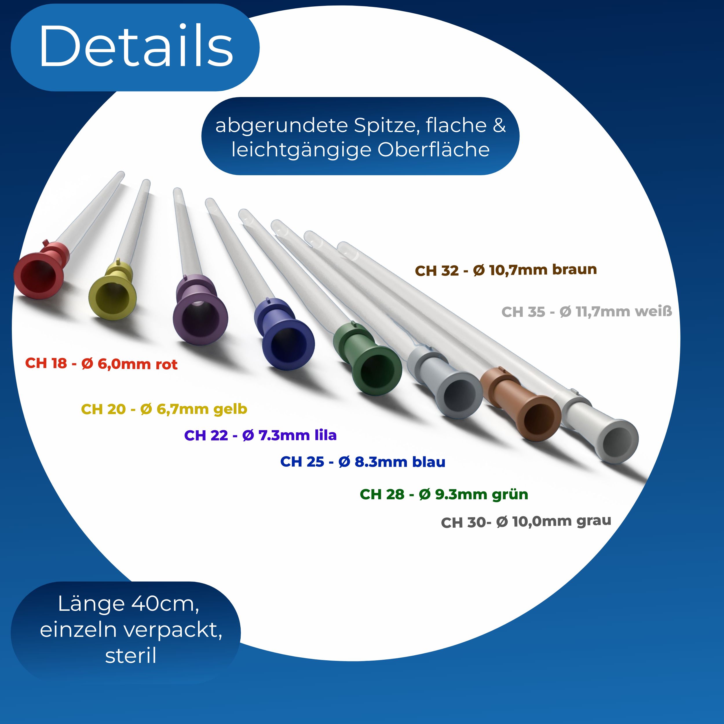 Einlaufhilfe Darmrohr CH 22 - Ø 7,3 mm lila steril