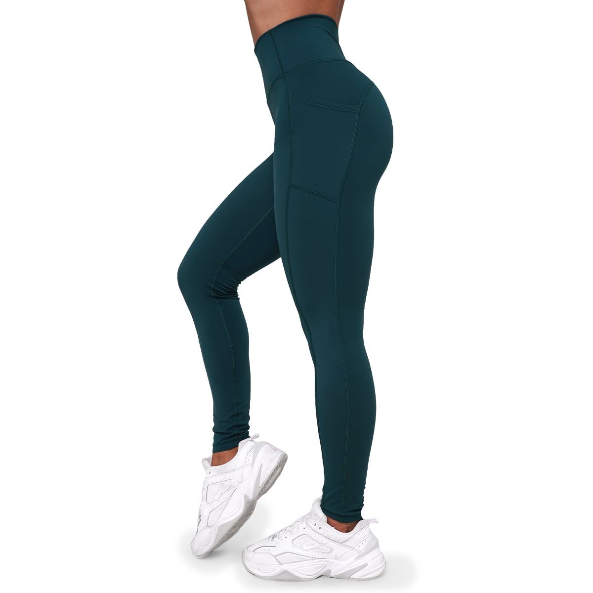 GymBeam Leggings Damen mit hoher Taille, Seitentaschen und Ignite Modell Dunkelgrün