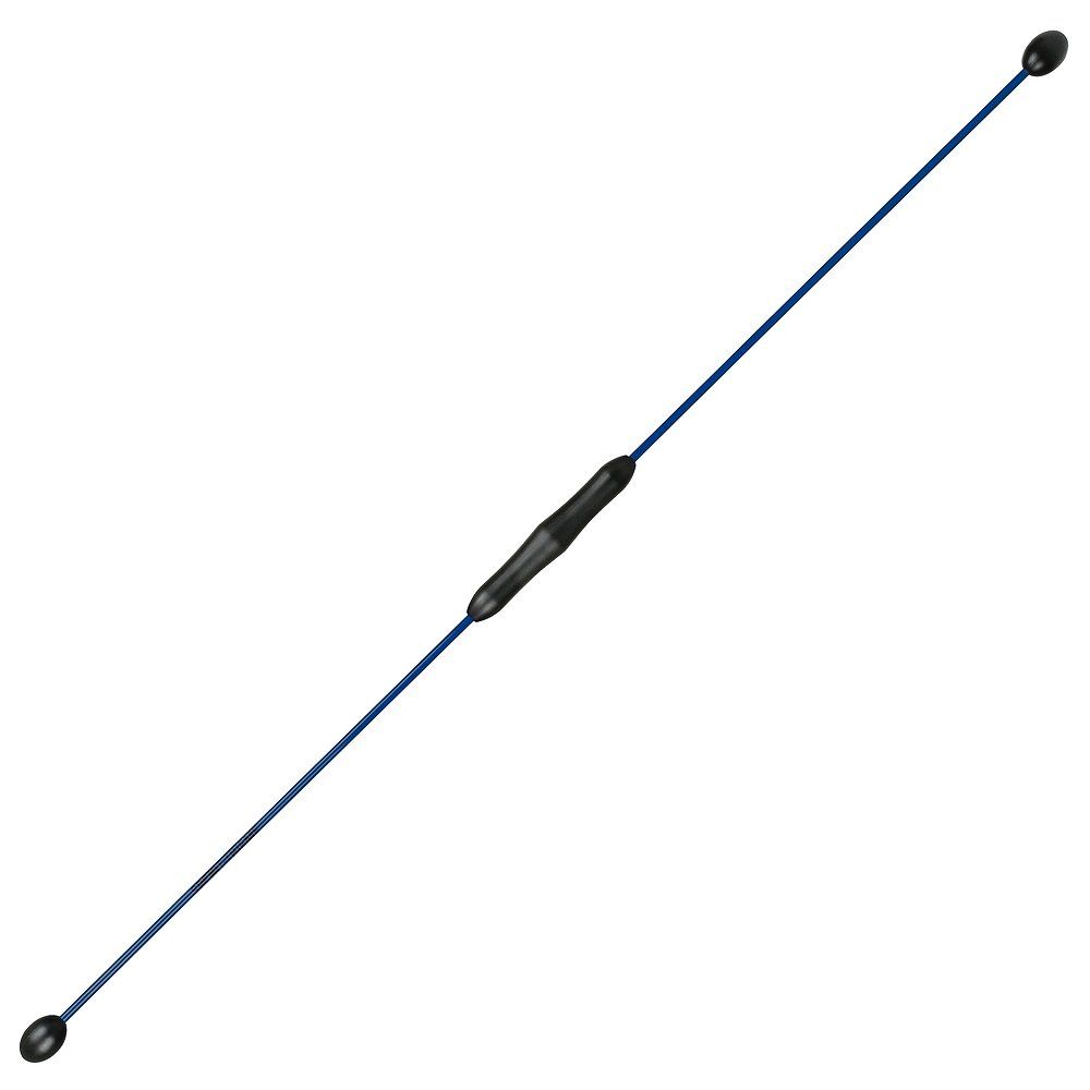 Blauer Schwingstab mit schwarzem Mittelgriff und zwei Endkappen.