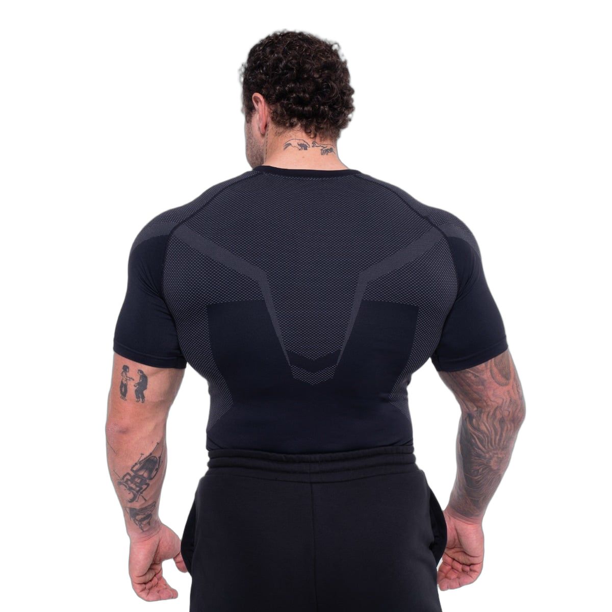 GymBeam T-Shirt Herren nahtlos Kurzarm Schwarz/Grau