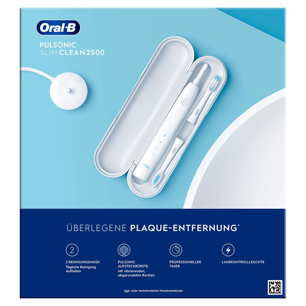 Oral-B - Elektrische Schallzahnbürste "Pulsonic Slim Clean 2500" in Weiß mit Reiseetui