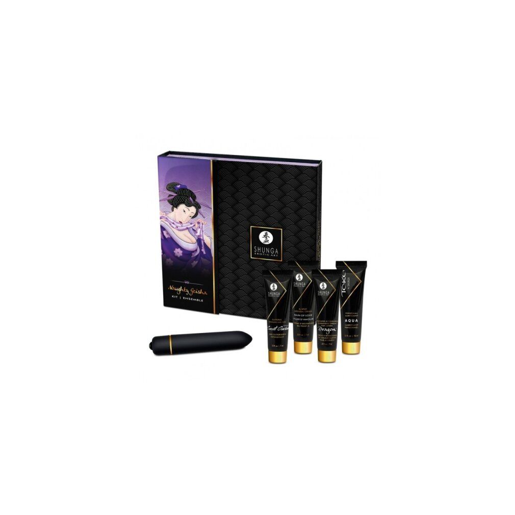 Luxus-Set mit Vibrator, Gleitgel, Stimulationscreme | 5-teilig | Shunga