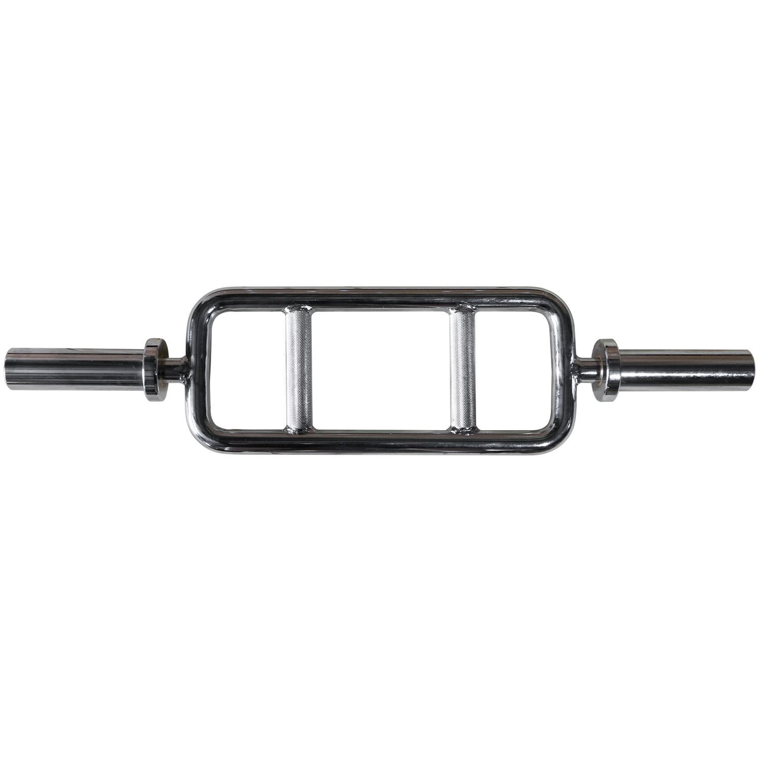 Trizepstrainer aus Metall. Rechteckiger Griffbereich mit zwei parallelen Stangen. An den Enden befinden sich zwei Stangen zur Aufnahme von Gewichten.