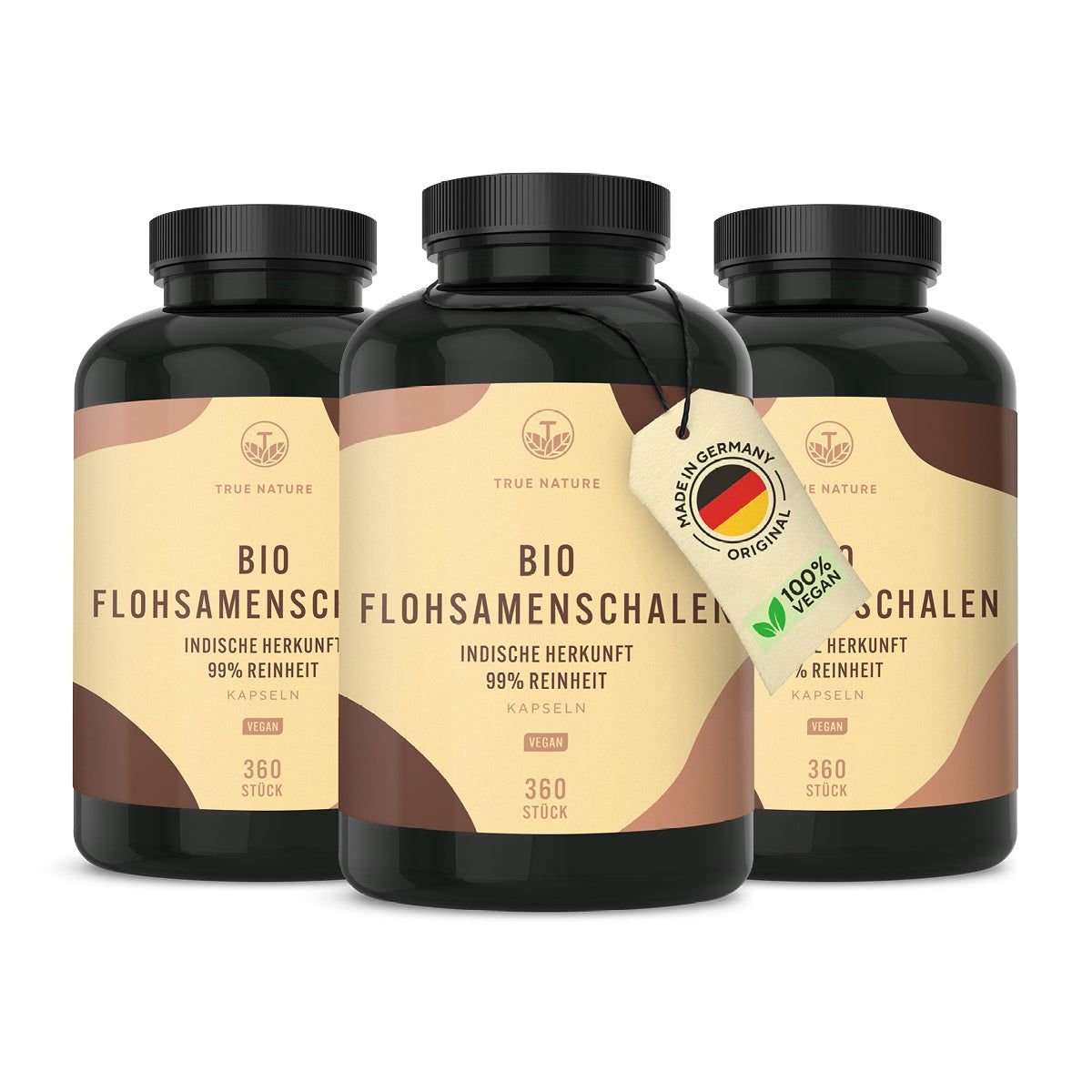 TRUE NATURE® Bio Flohsamenschalen Kapseln - Vegan & Made in Germany