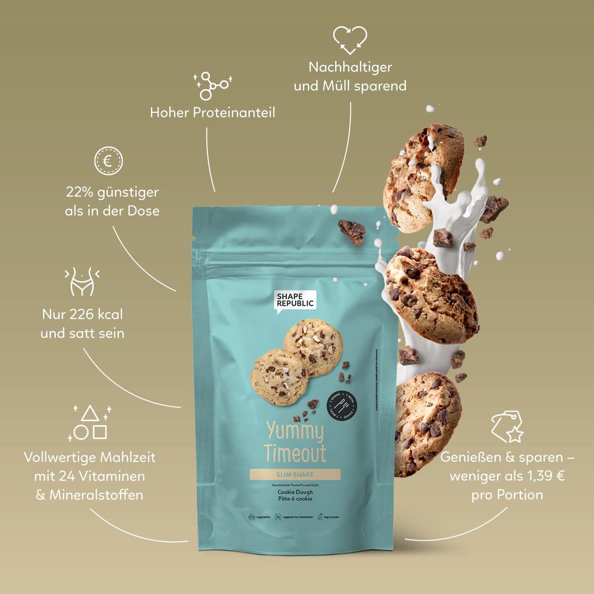 Shape Republic Slim Shake | Fitness Diät Shake zum Abnehmen | 24 Vitamine & Mineralstoffe