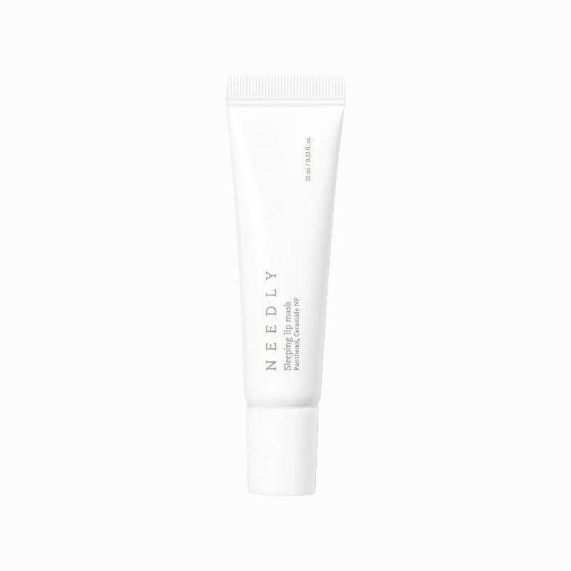Weiße Tube mit Schriftzug NEEDLY. Aufschrift Sleeping lip mask. 10 ml.