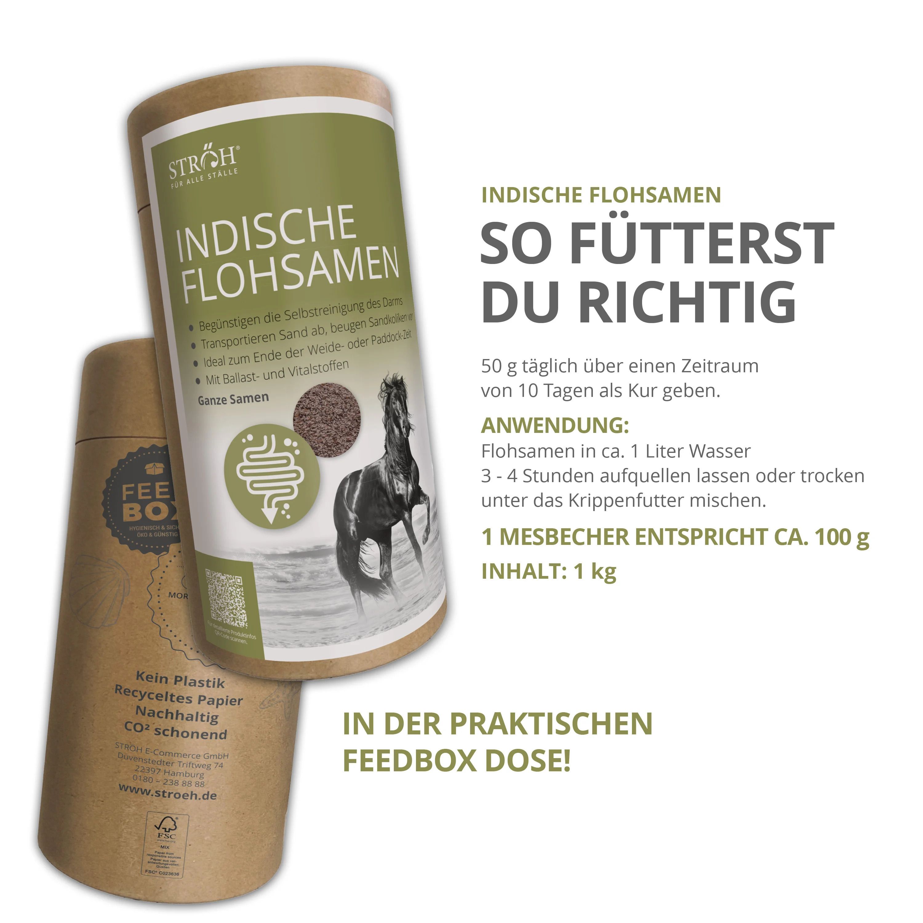 STRÖH indische Flohsamen  Feedbox Dose