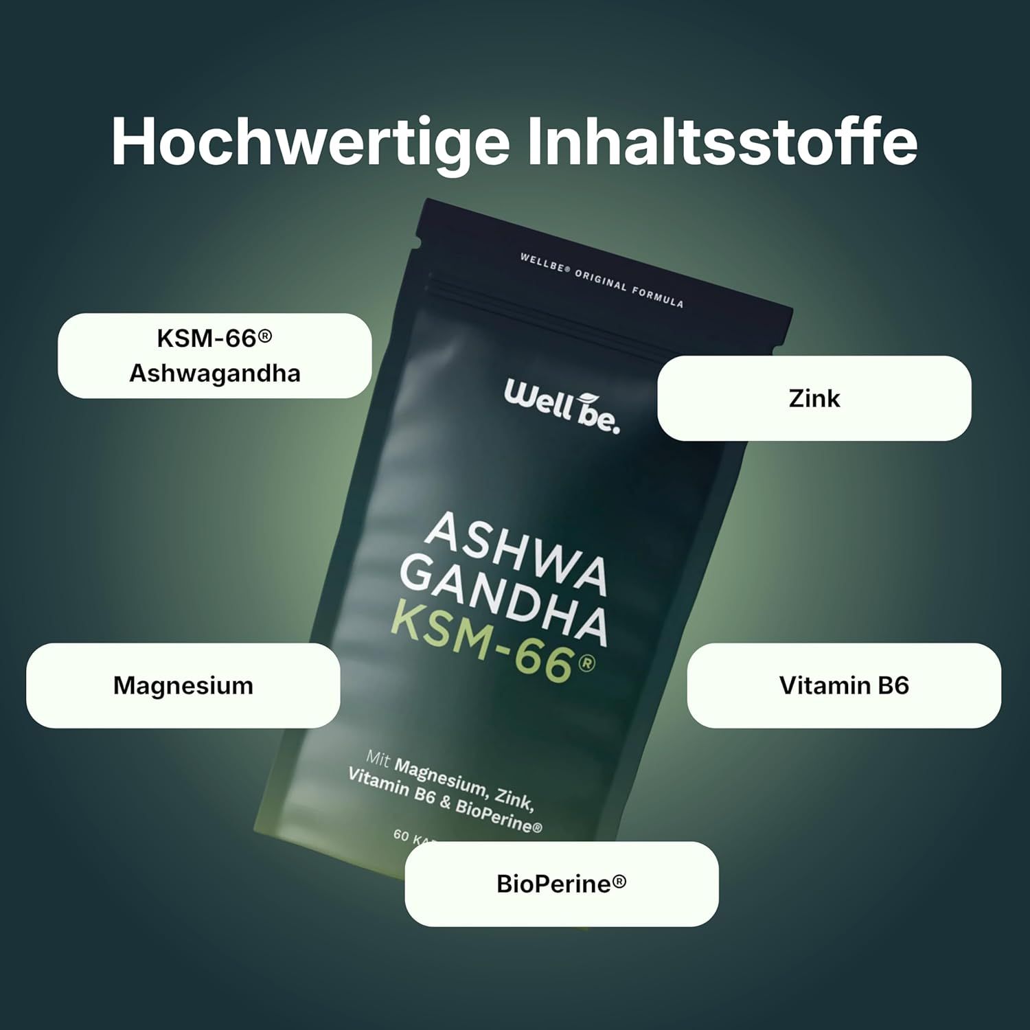 wellbe Ashwagandha KSM-66® – Mit Magnesium, Zink & Vitamin B6