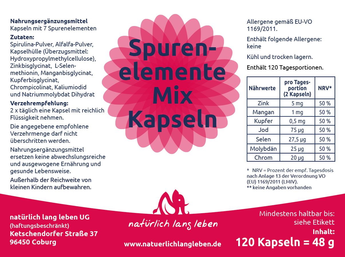 natürlich lang leben Spurenelemente Mix Kapseln