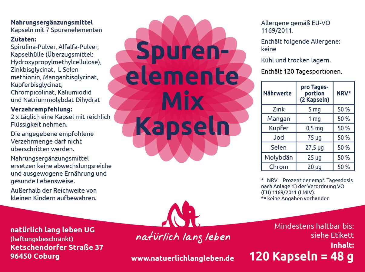 natürlich lang leben Spurenelemente Mix Kapseln 47 g