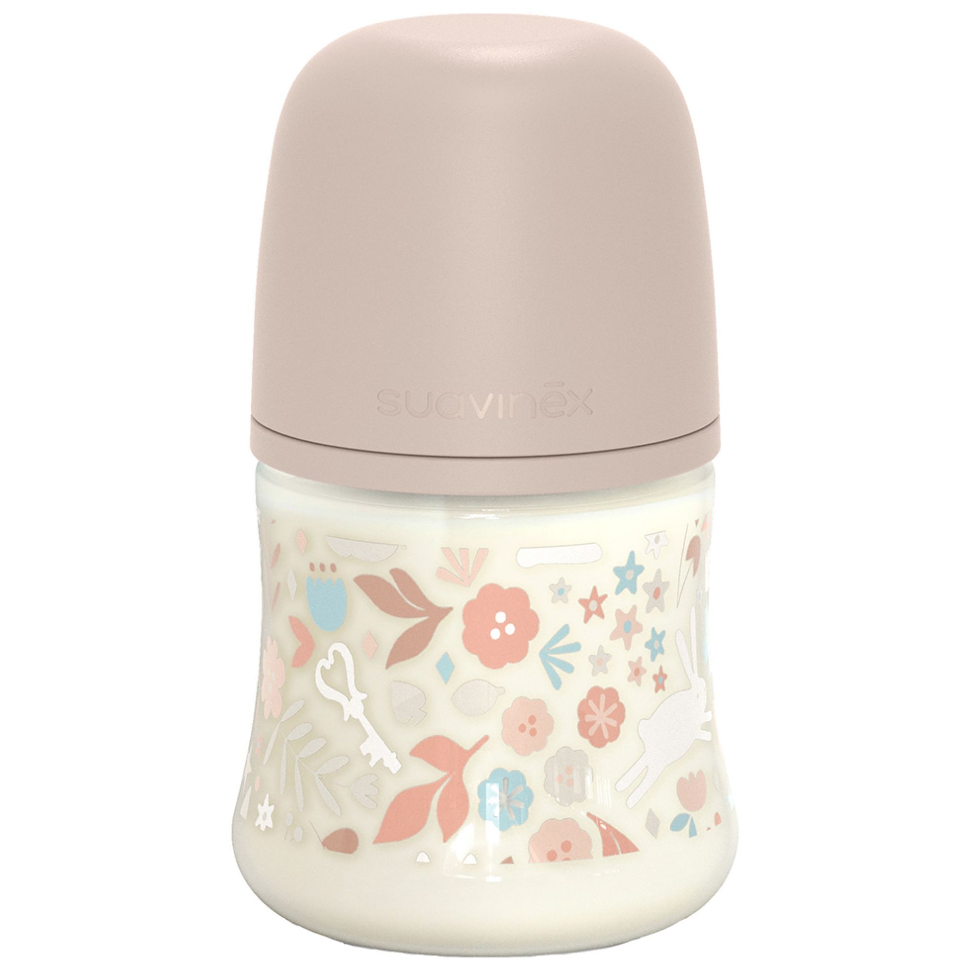 Suavinex Wonderland Babyflasche symmetrischer Sauger langsamer Fluss ab 0 Monaten Rosa 7x7x13,4 cm