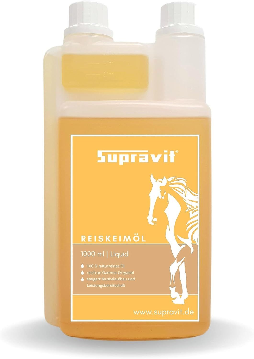 Supravit Reiskeimöl für Pferde 100% naturrein – kaltgepresst & reich an Gamma-Oryzanol 1000 ml