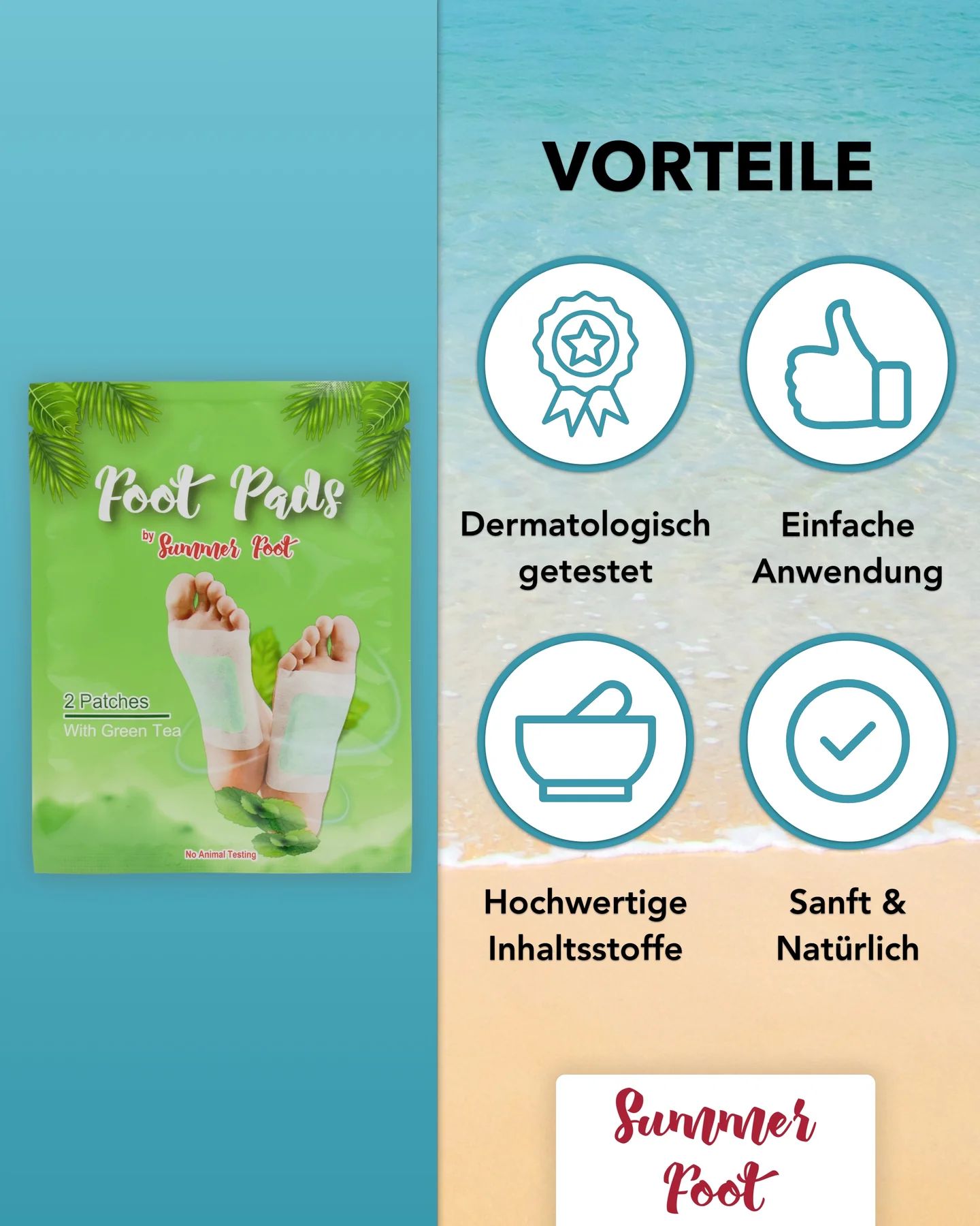 Summer Foot - Fußpads mit Grünteeöl (für 10 Anwendungen)