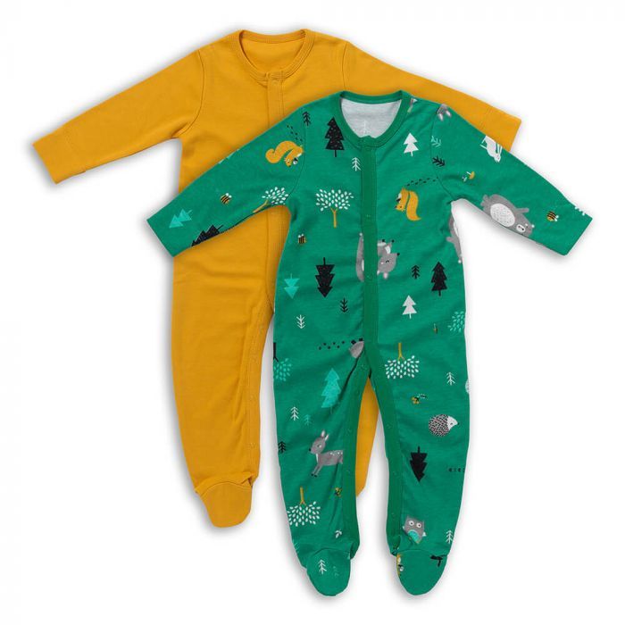 schlummersack Baby Schlafanzug Strampler aus 100% Bio-Baumwolle Langarm Größe 68 Waldtiere
