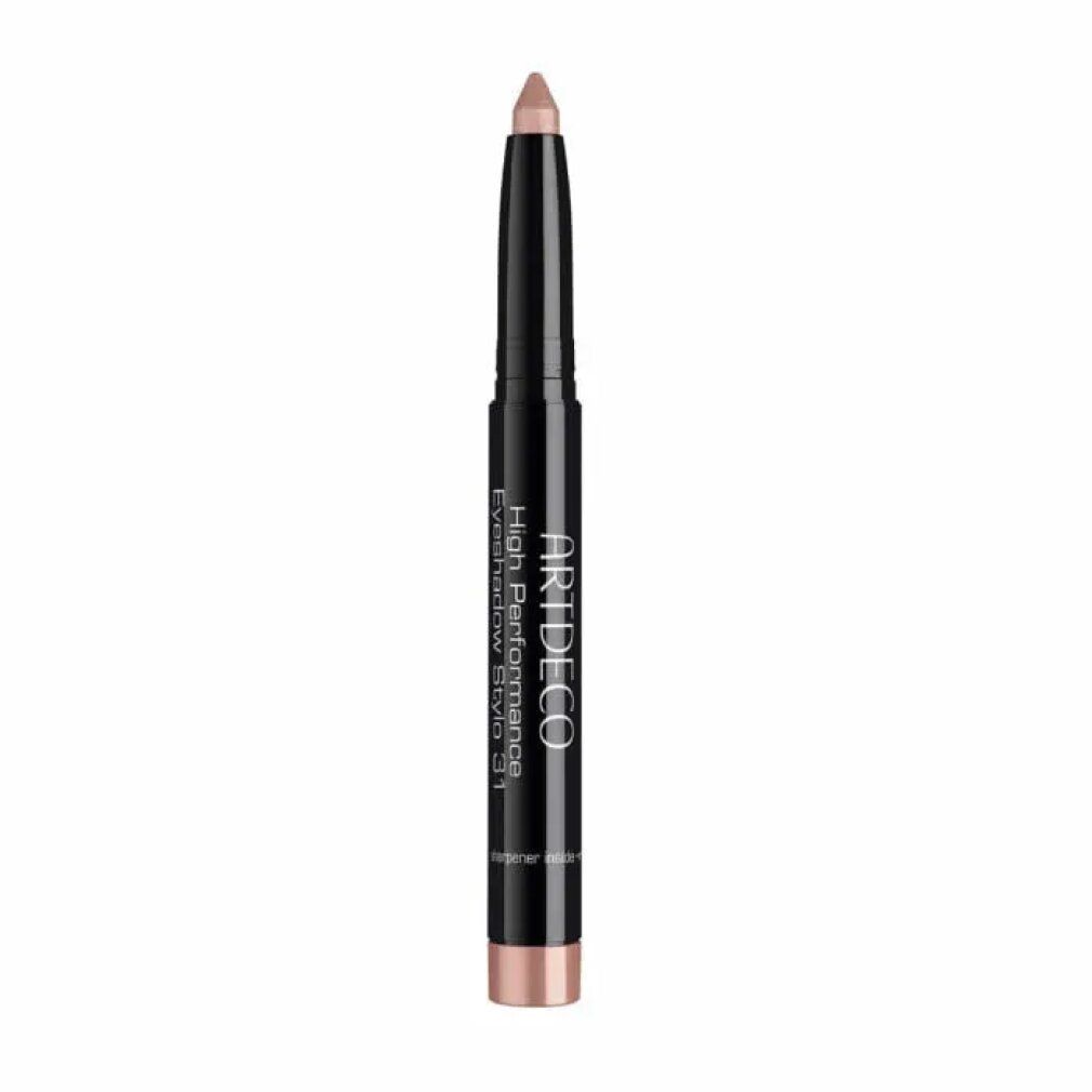 Artdeco High Performance Eyeshadow Stylo. Schwarzer Stift mit beigefarbener Spitze. Produktname und Marke sind sichtbar.
