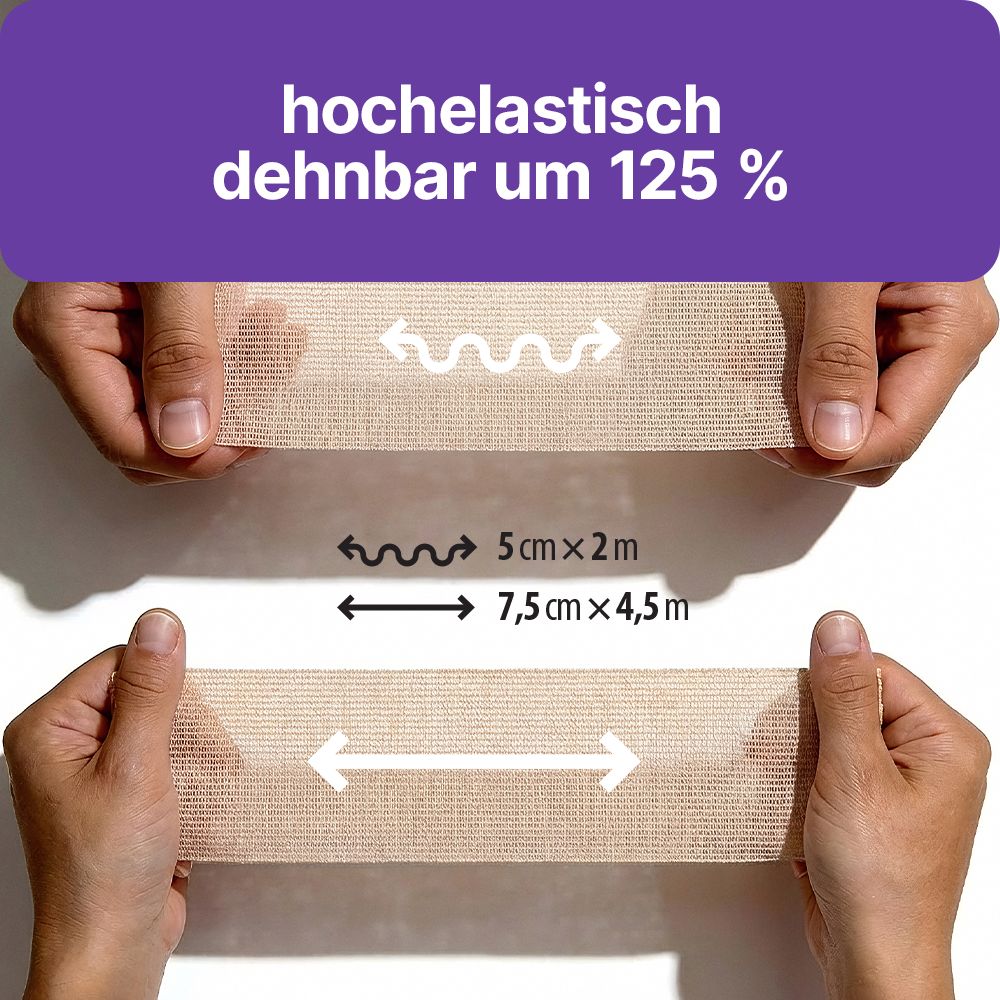 Fix-O selbsthaftende, elastische Bandage 7,5cm x 4,5m, latexfrei, hautfarben