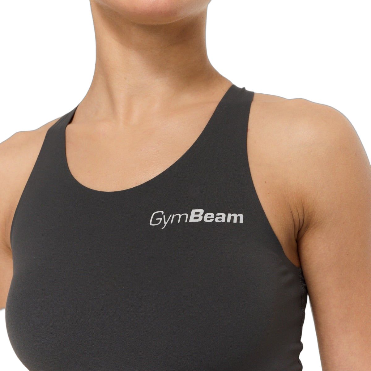 GymBeam Tanktop Damen slim cropped mit rundem Ausschnitt Charcoal
