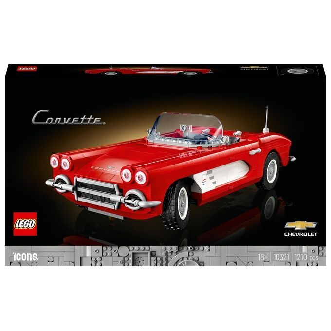 LEGO Icons 10321 Corvette Kit di Modellismo da Costruire Adulti, Iconico Modellino di Auto, Regalo