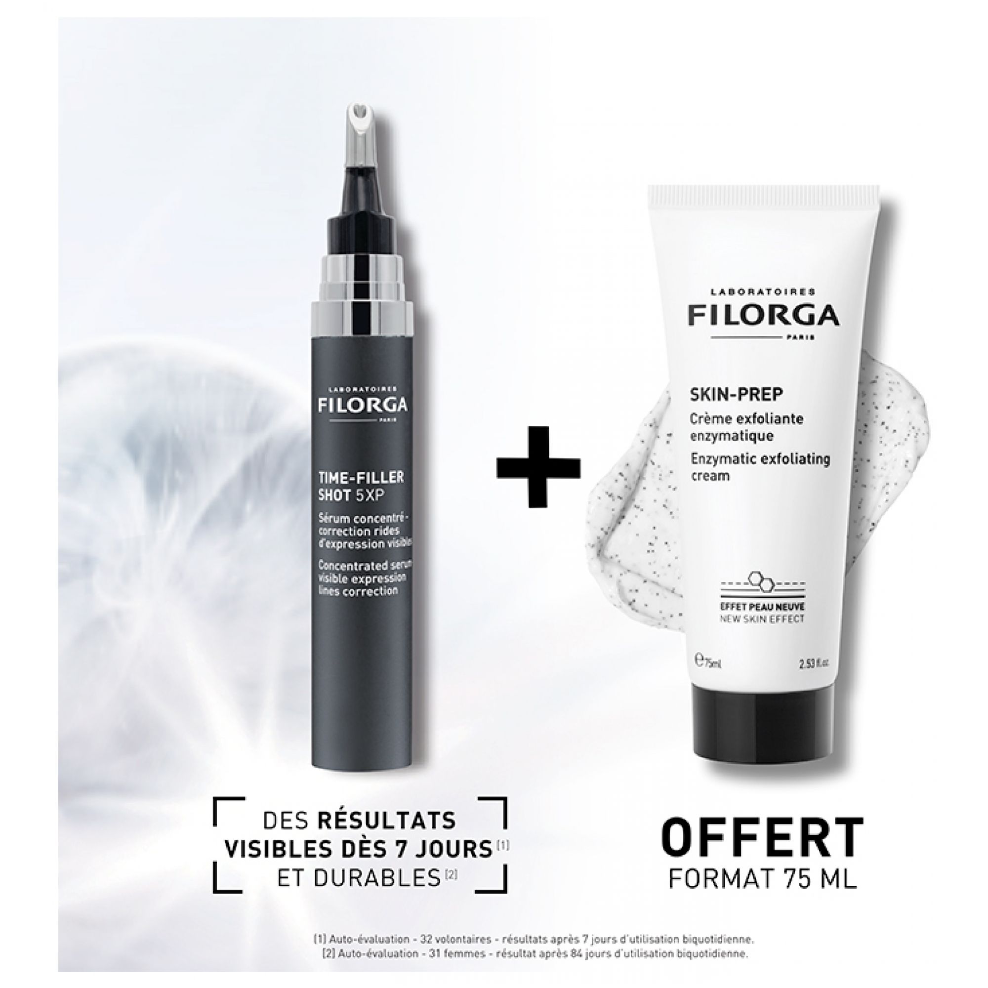 Filorga TIME-FILLER SHOT 5 XP Serum gegen Mimikfalten + SKIN-PREP Peeling geschenkt