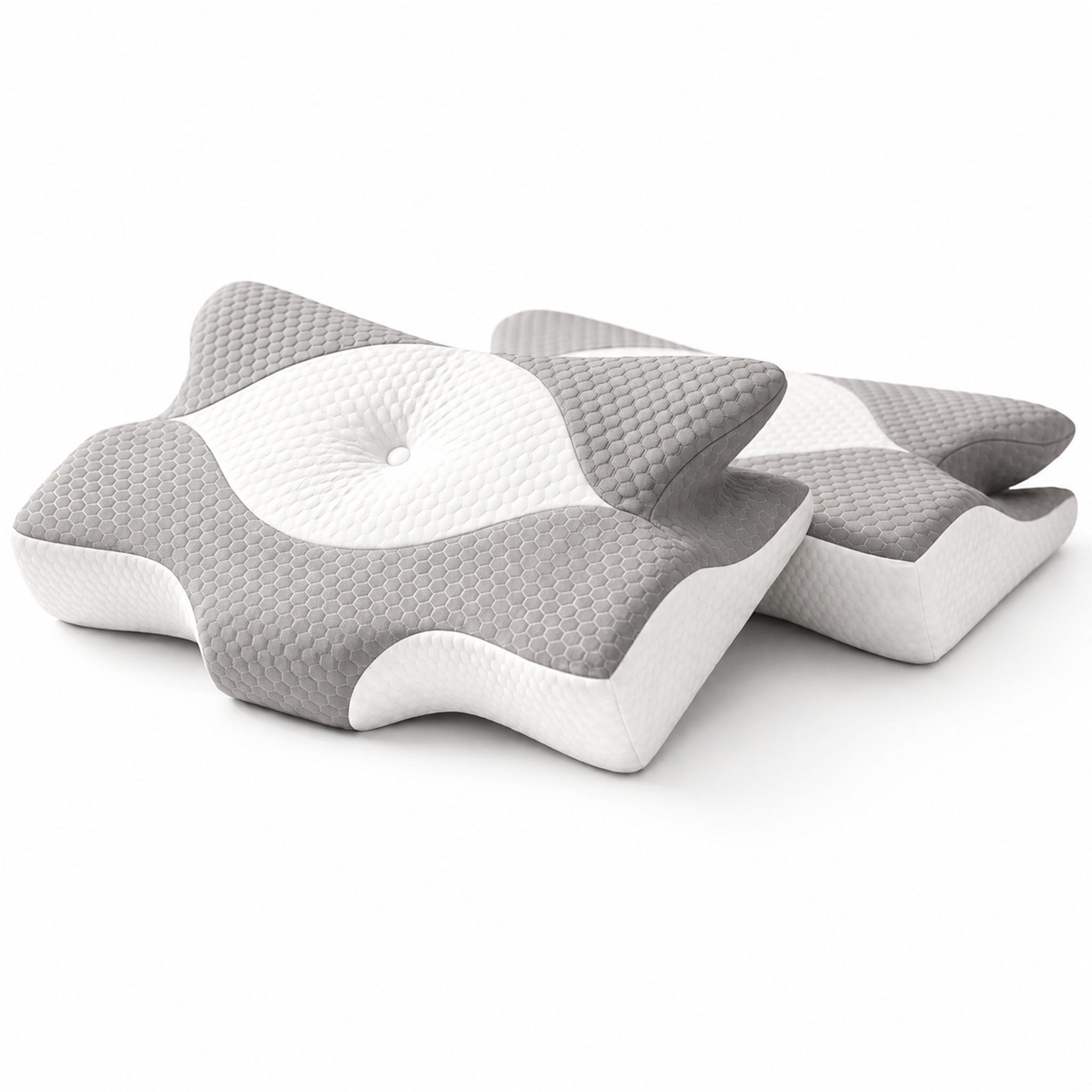 SHAPEVITAL Set di cuscini cervicali OrthoStar | forma ergonomica a farfalla | memory foam